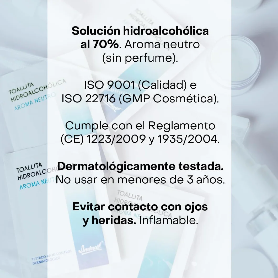 Toallitas Hidroalcohólicas Monodosis 70% Alcohol, 100 Unidades