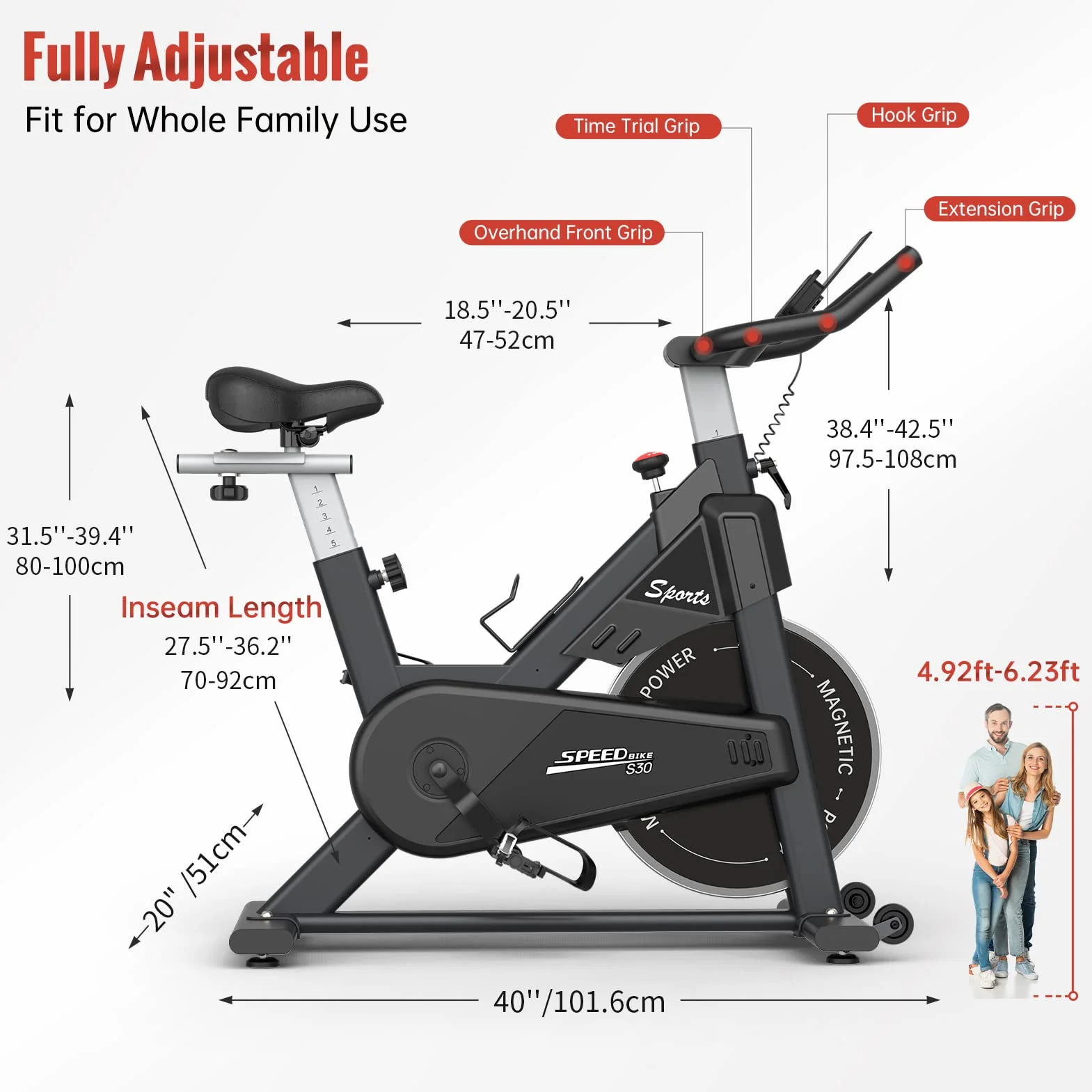 PASYOU Bicicleta Estática Magnética para Bici en Casa con Correa de Transmisión con Pantalla de RPM y Soporte para IPAD - Capacidad de Peso de 150 KG Negro
