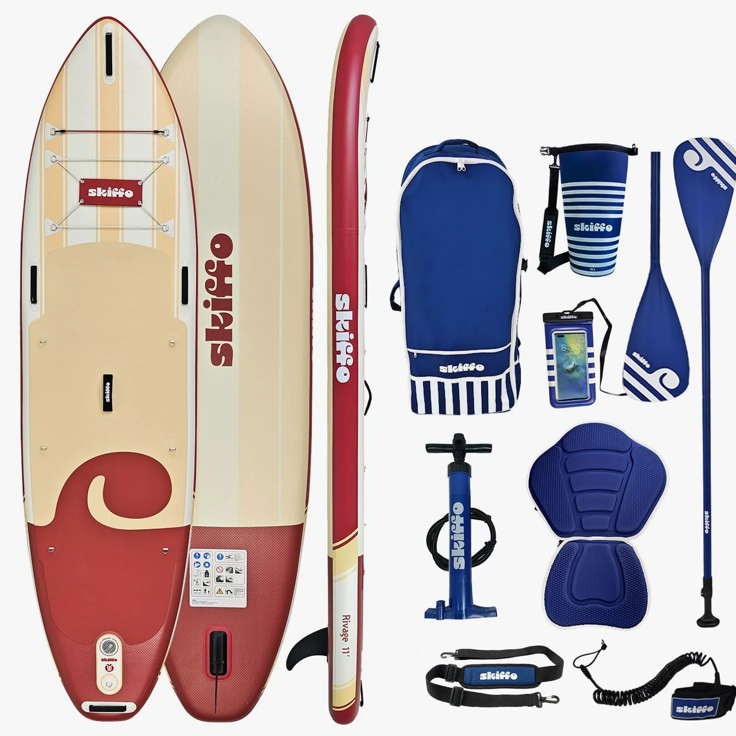 Skiffo Ride Lava 11' – Kayak Hinchable 2 en 1 Completo, 335 x 86 x 15 cm, máx. 160 kg, Estable y versátil, diseño único