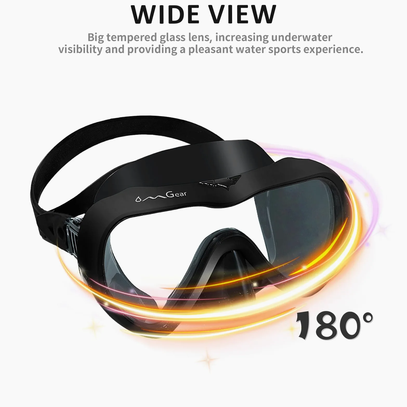 OMGear Máscara de buceo, equipo de esnórquel, máscara de esnórquel para niños y adultos, gafas de natación de silicona con cubierta de nariz para buceo, pesca submarina, correa de neopreno resistente