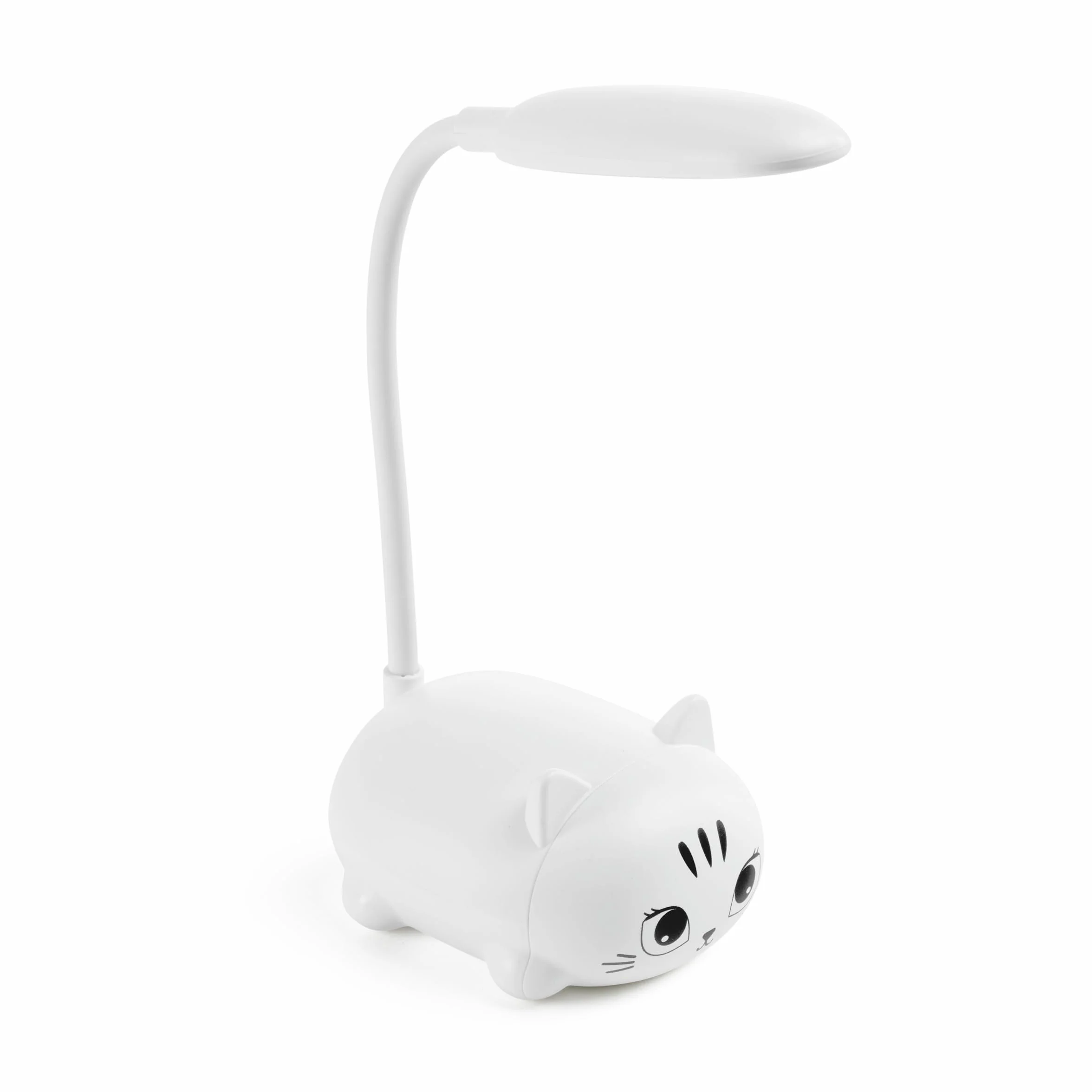 Back2Fun Lámpara de escritorio infantil gatito LED cálida cuello flexible recargable USB luz noche estudio