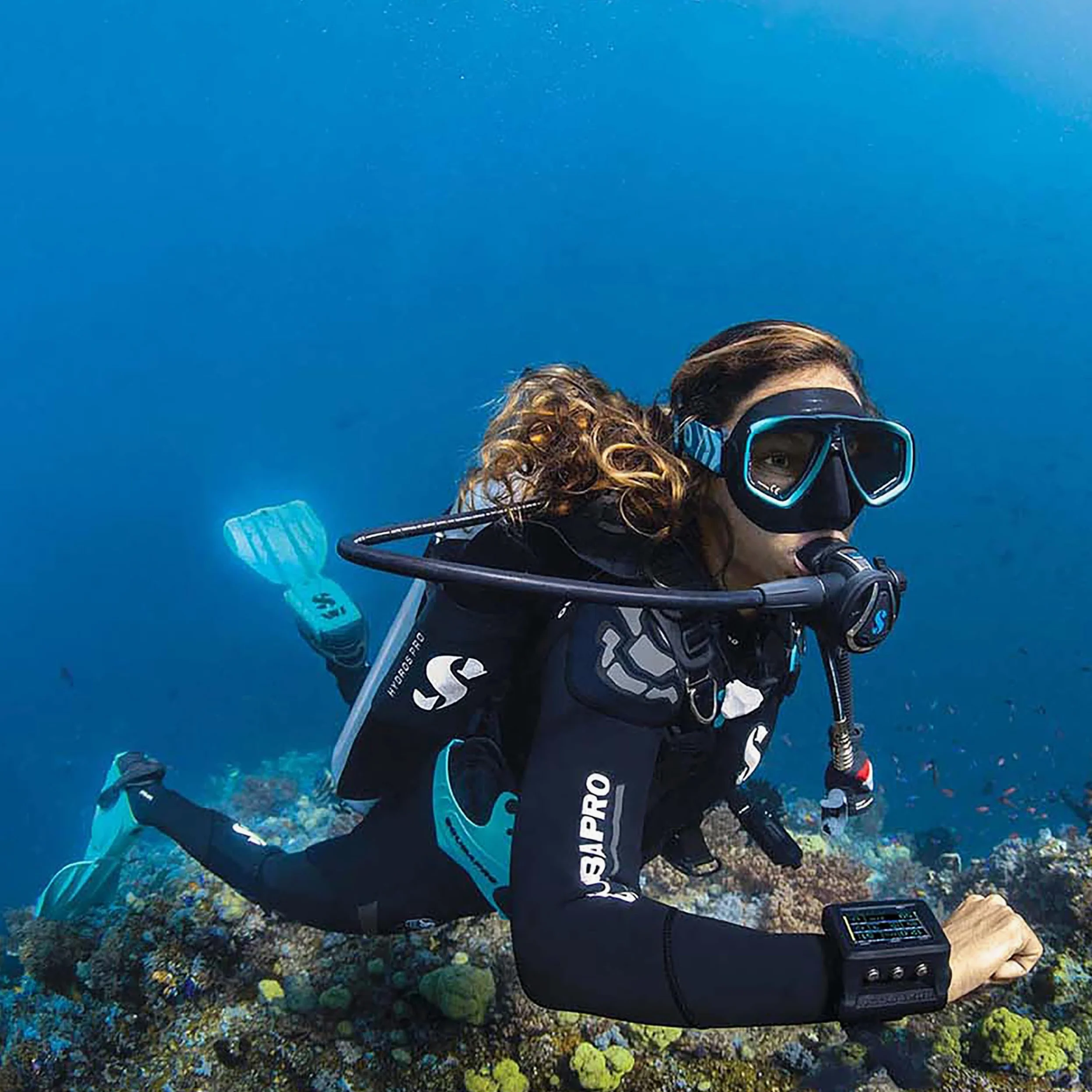 SCUBAPRO Zoom EVO - Máscara de Buceo, Color Negro y Turquesa