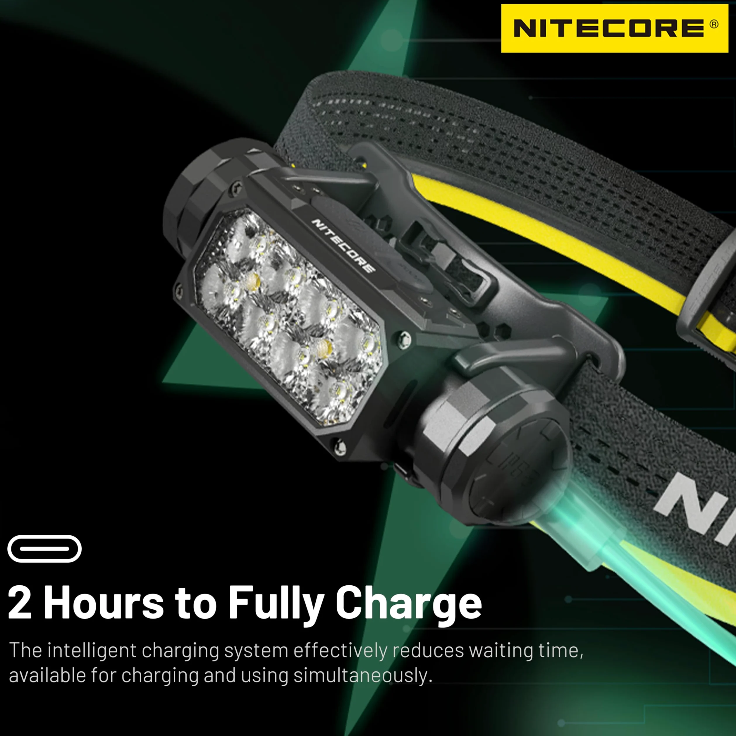 Nitecore HC65 UHE 2000 lúmenes Linterna frontal recargable USB-C de alta eficiencia con etiqueta
