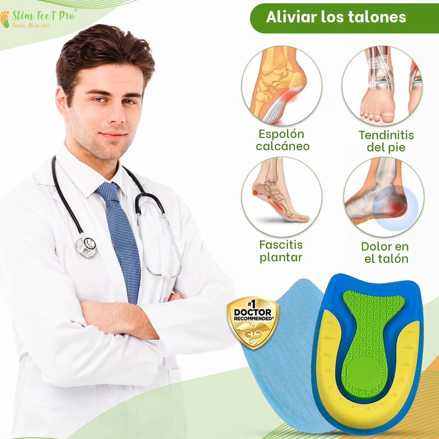 Talonera de silicona gel ortopédico tamaño L para proteger dolor talón aliviar espolón calcáneo fascitis plantar tendinitis