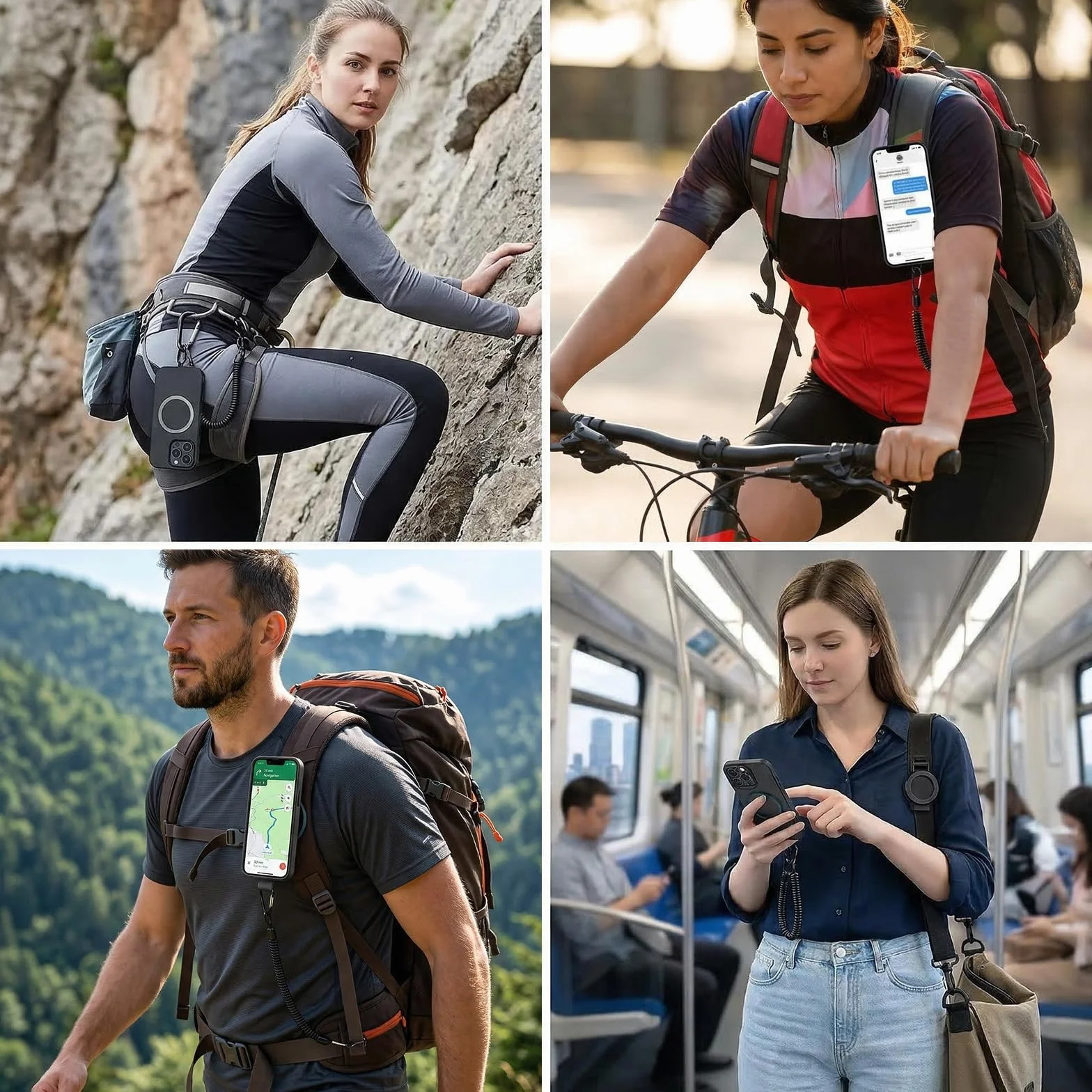 Clip magnético para teléfono móvil, soporte magnético con pinza de fijación en correa de mochila, ideal para senderismo y actividades al aire libre