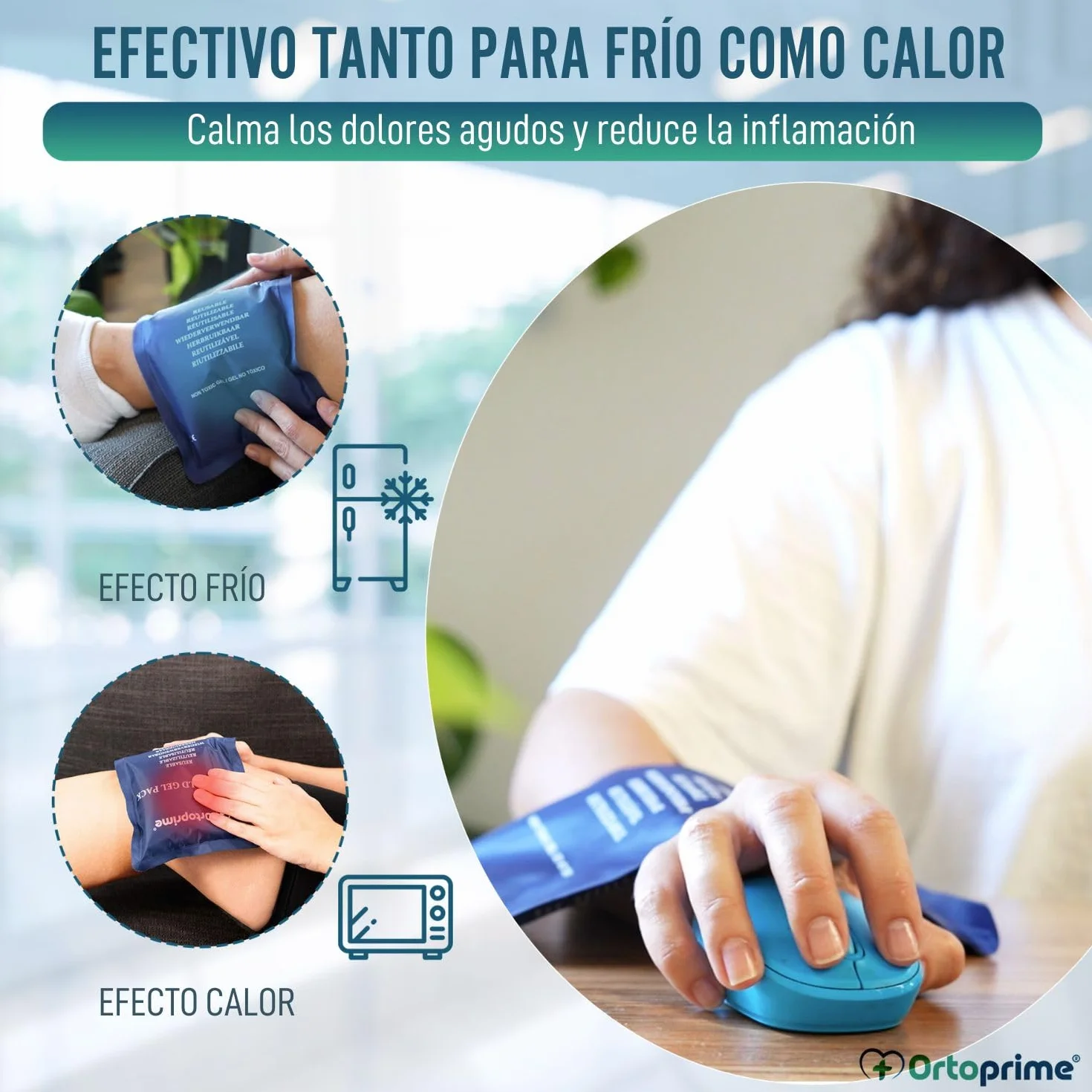 OrtoPrime Bolsas de Gel Frío y Calor Reutilizable 26x15cm para Lesiones con Funda Protectora