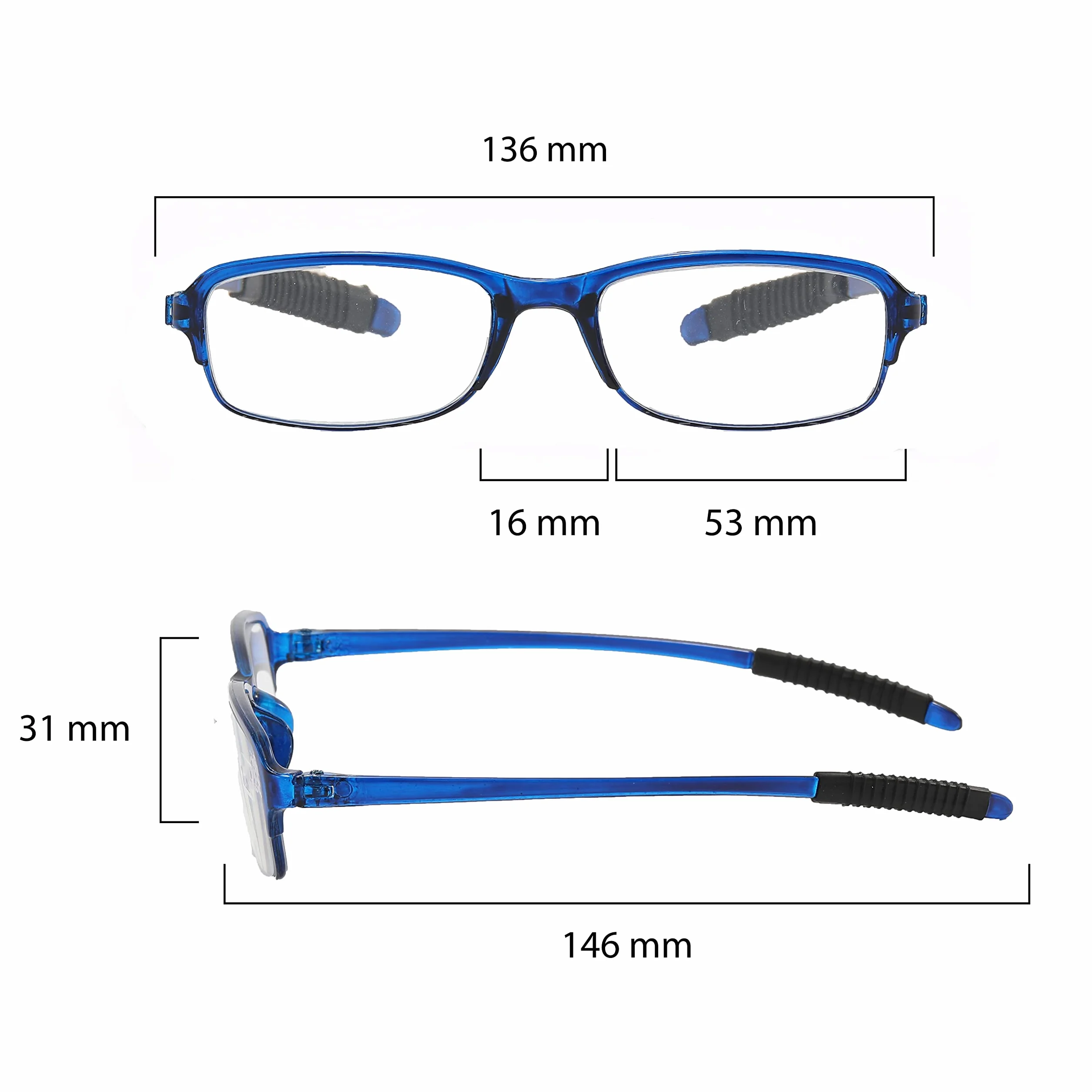 PROFLEX Gafas de lectura flexibles paquete de 3, antichoques, antiarañazos, graduación +1,0 a +4,0
