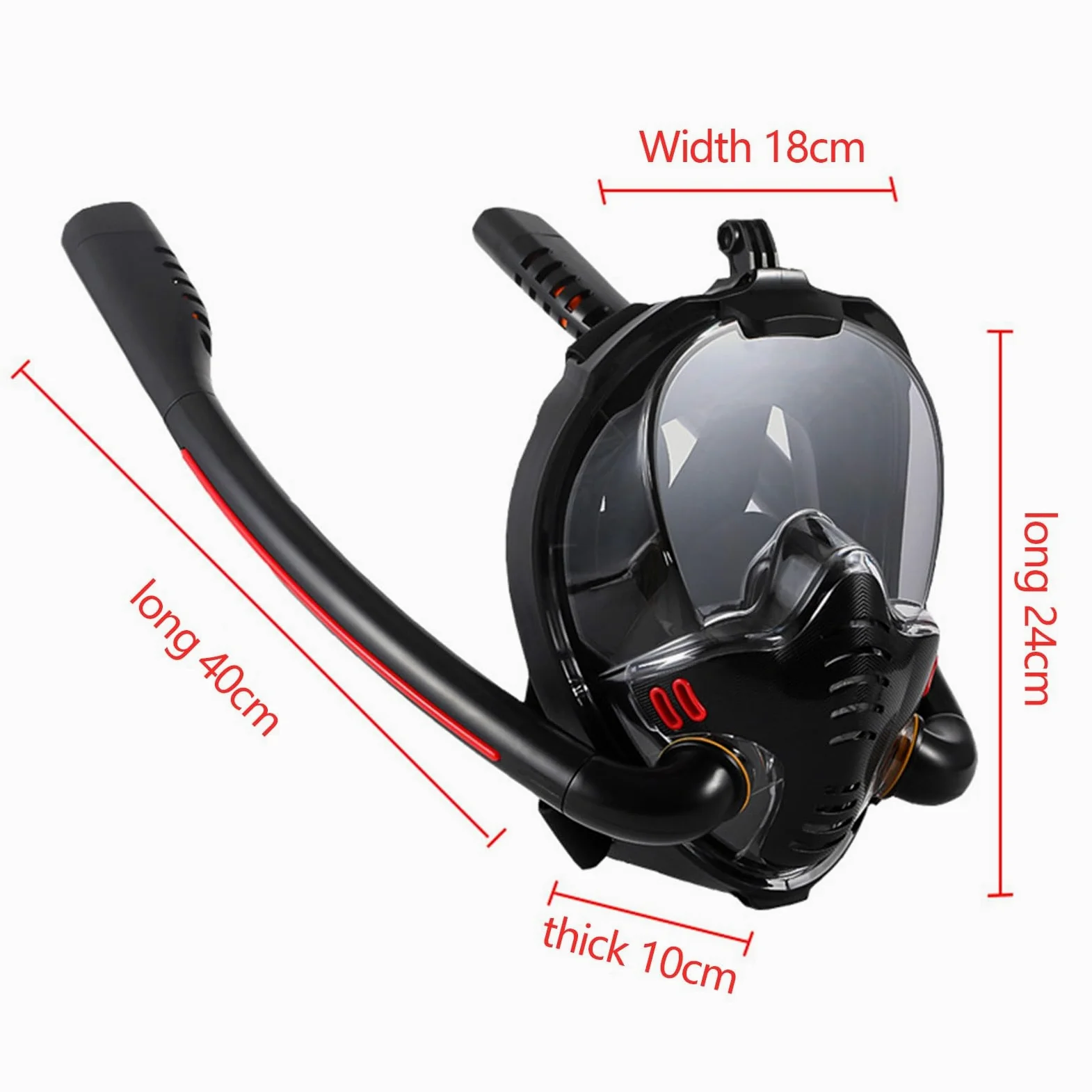Máscara de snorkel de cara completa, panorámica de 180 °, máscara de snorkel de doble tubo con soporte de Cámara extraíble, máscara de pulmón de agua antiniebla para adultos C,L/XL
