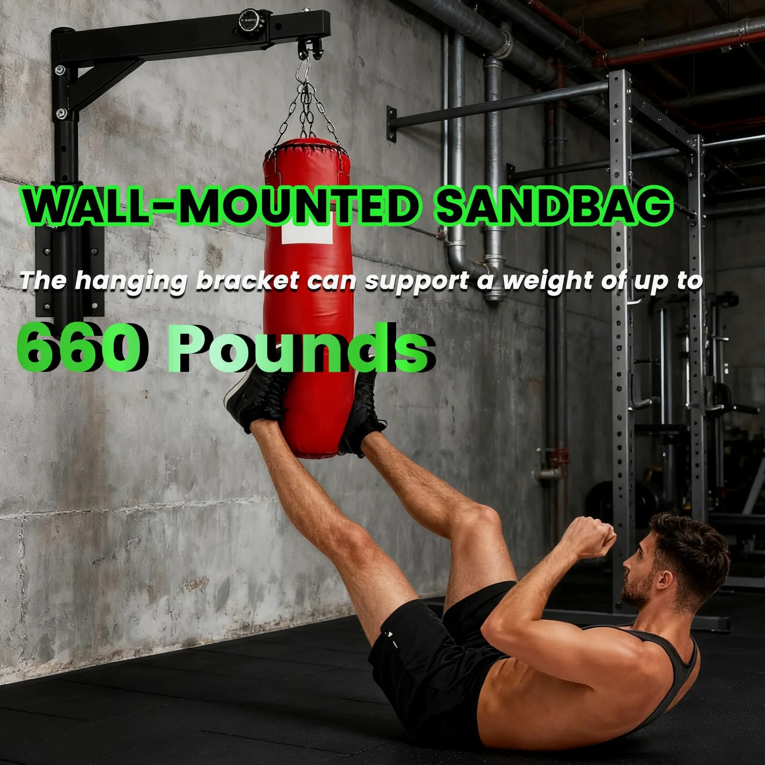 Soporte de Pared para Saco de Boxeo Ajustable con Rotación Silenciosa 360°, hasta 250 kg