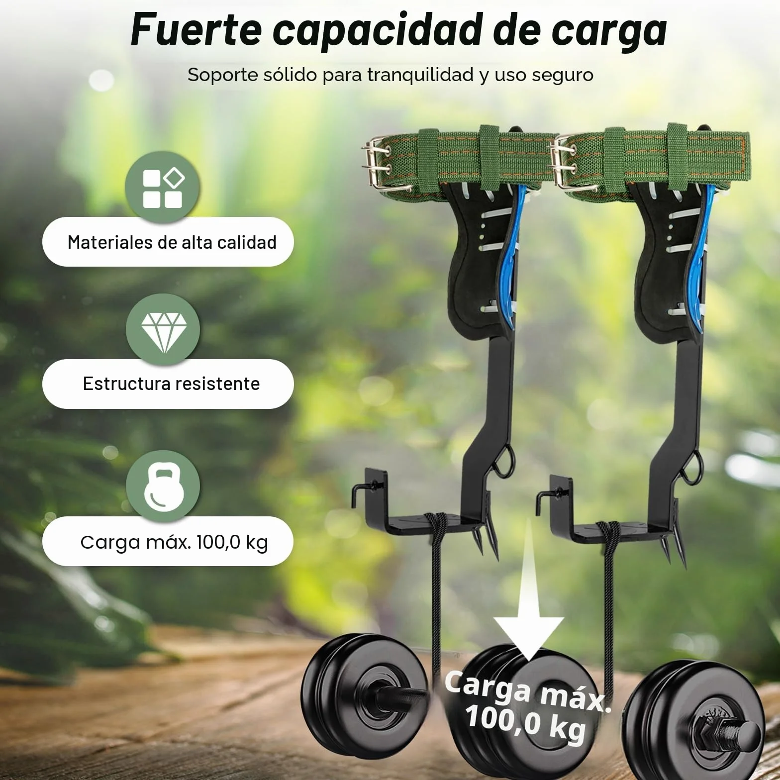 Set de Equipo para Escalada de Árboles, Punta de Escalada de Árbol Ajustable en Altura, Equipo de Escalada de Árboles con Cinturón de Seguridad, Correas para Pies y Tobillos, Capacidad de