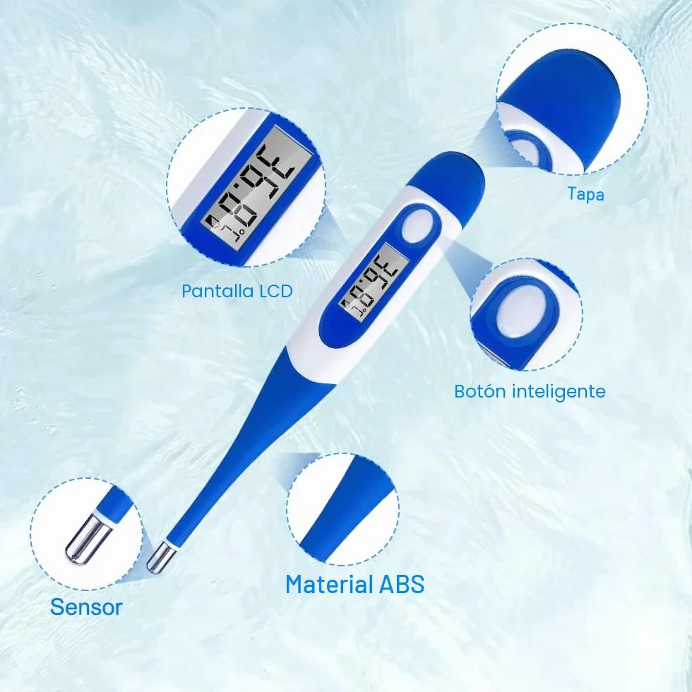 Berrcom Termómetro Digital Flexible Bucal y Antebraquial Impermeable con Alarma de Fiebre