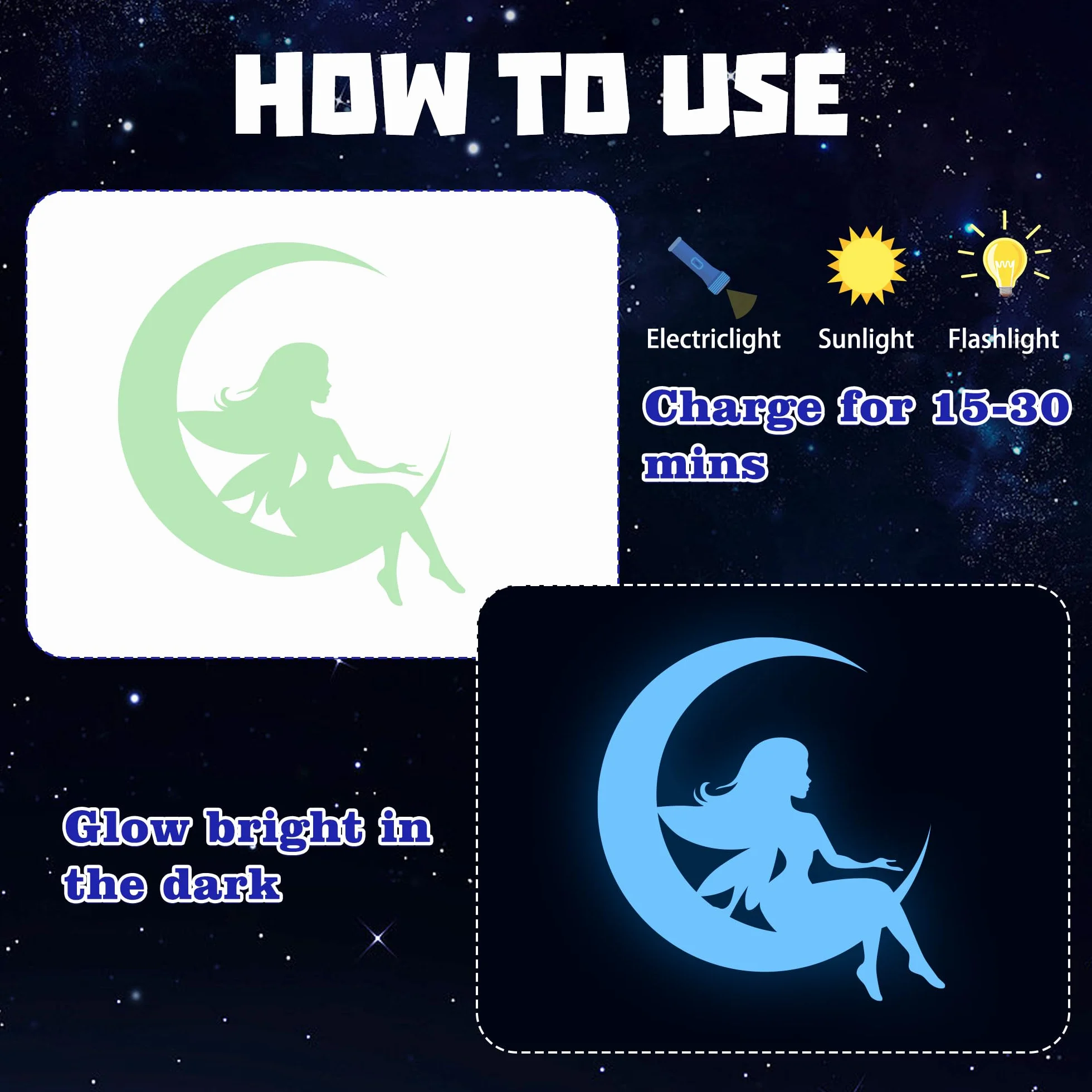 Estrellas Fluorescentes para Techo Pegatinas Pared Unicornio Hadas Luminosos 470PCS