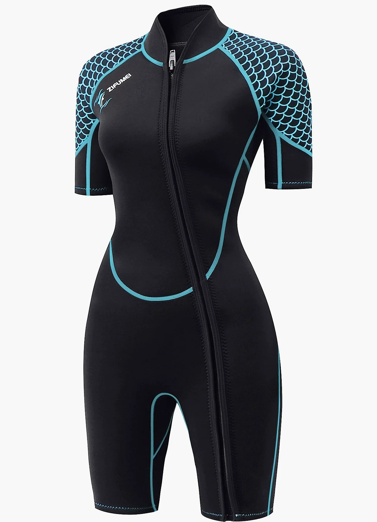 Traje de neopreno corto para mujer de 3 mm, traje de buceo con cremallera frontal, traje de buceo de una pieza, secado rápido, protector de erupción de cuerpo completo para buceo, esnórquel, surf,