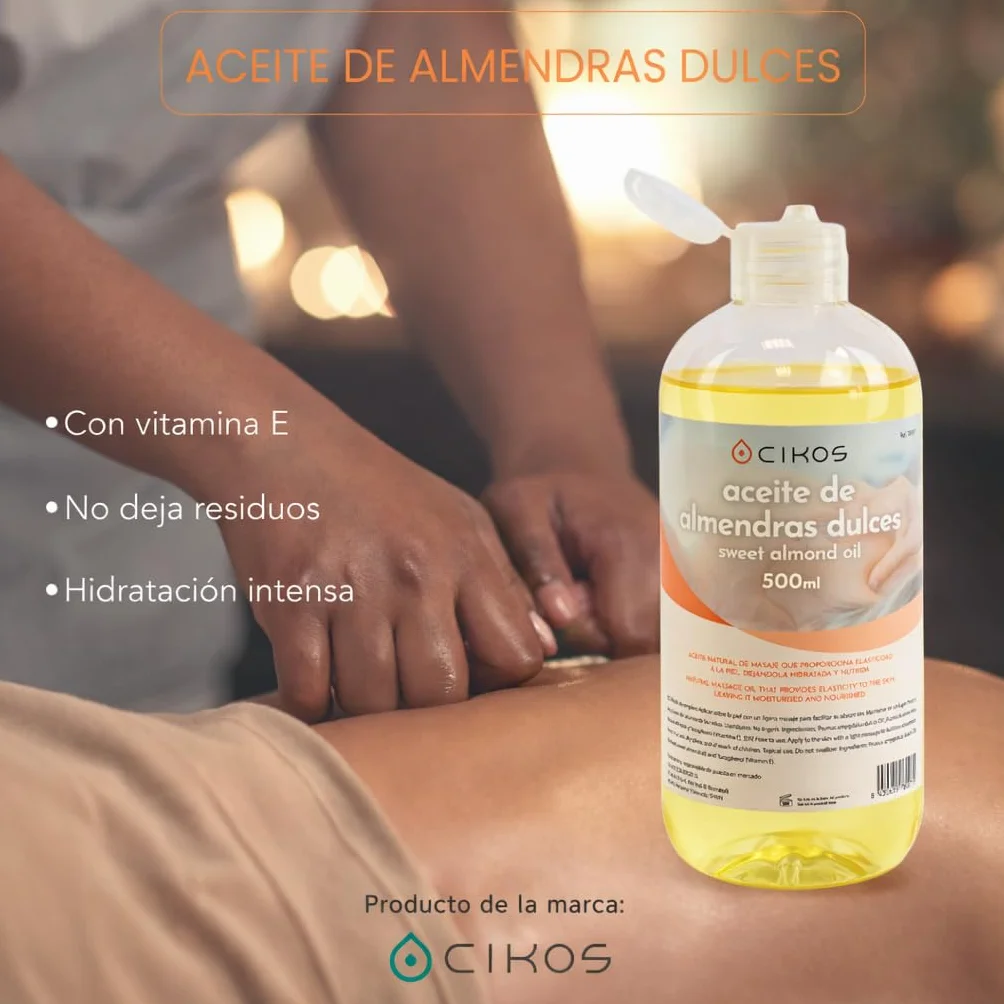 CIKOS Aceite de Masaje Profesional con Almendras Dulces y Vitamina E 500 ml