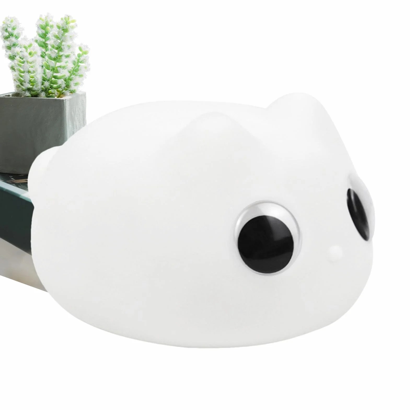 Lámpara nocturna de gato de silicona recargable para niños, decoración de habitación infantil