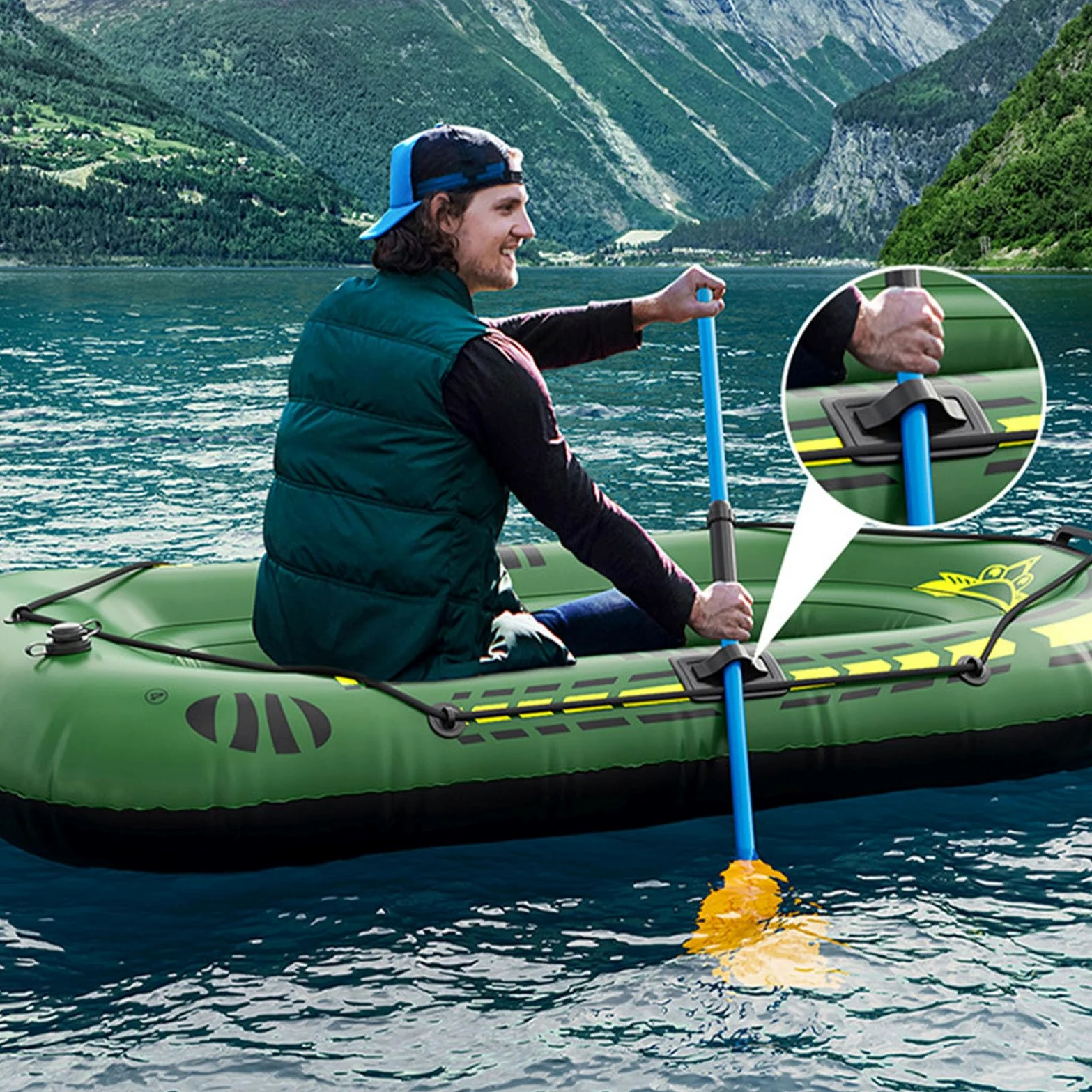 Barcos inflables para Adultos: Kayak de de 6,30 x 3,71 x 1,31 Pulgadas | balsa portátil, canoa flotante duradera y fácil de usar | Kit de botes inflables con bomba de remo para lago río al aire