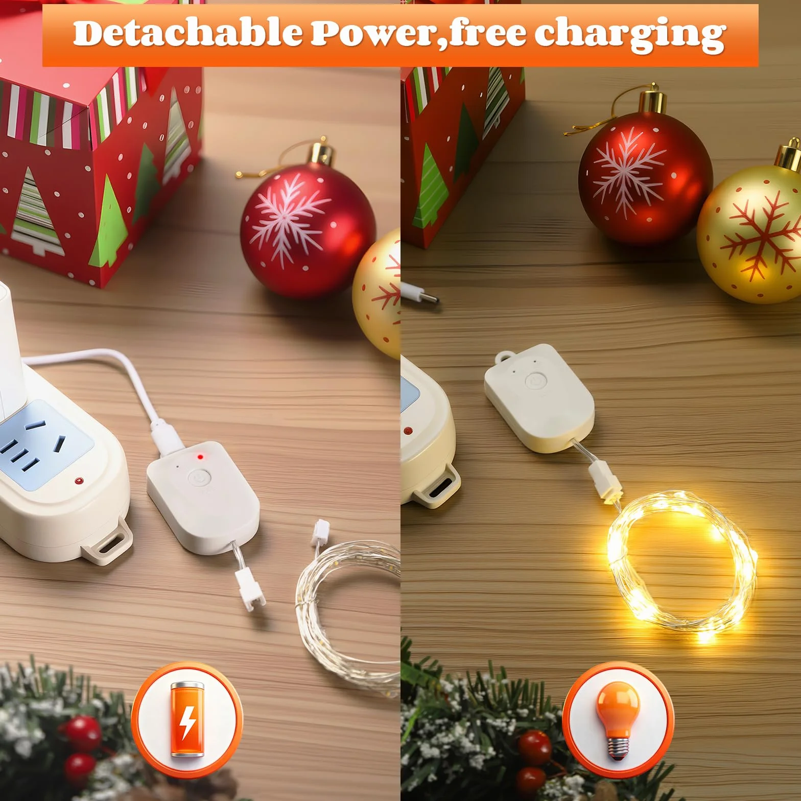 Yizhet Guirnalda Luces Recargable 6 Piezas 3m 30 Led Blanca Cálida IP65 Impermeable con Temporizador