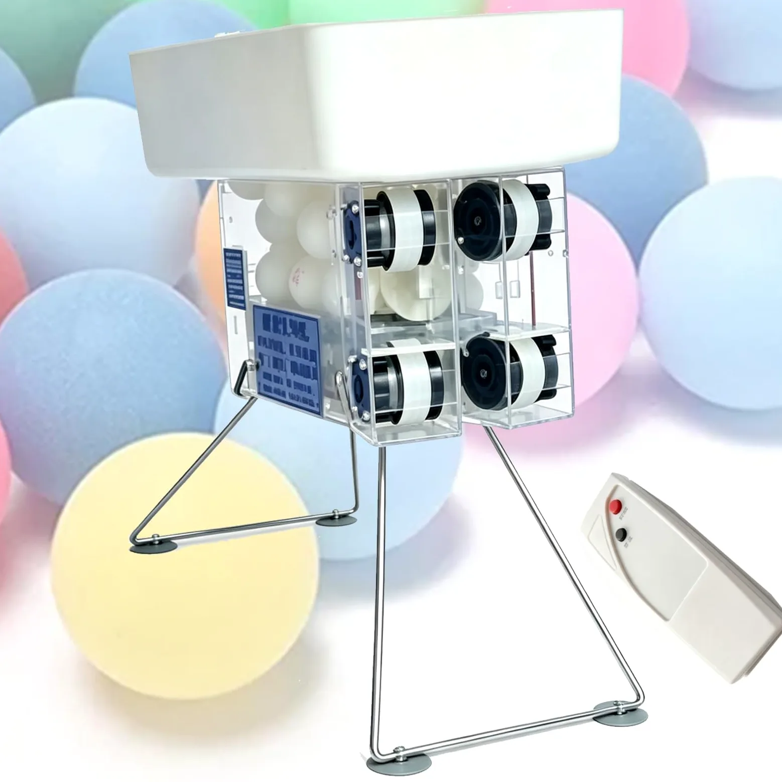 Genérico Máquina Robot de Ping Pong, máquina de Velocidad de Giro Ajustable | Tolva de bolas de alta capacidad, for el hogar, dormitorio, escuela, pequeña cancha de tenis de mesa cubierta