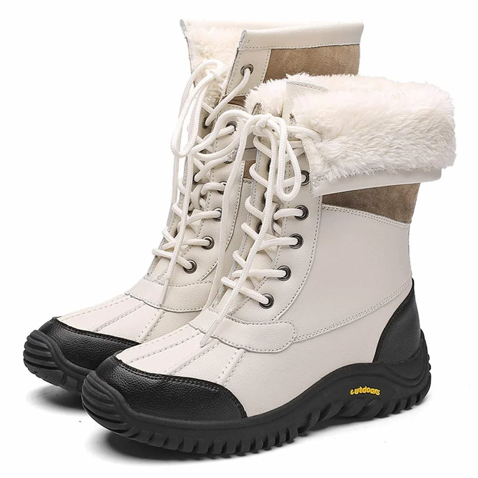 Mujer Botas de Nieve Impermeables Invierno Clima frío Aislamiento cálido Media Pantorrilla Forradas Piel sintética