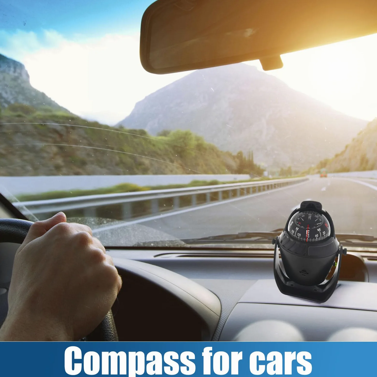Riloer Brújula de navegación para coche, barco, brújula de navegación ABS de alta precisión con luz LED, impermeable para coche, barco, viajes al aire libre, senderismo, montañismo
