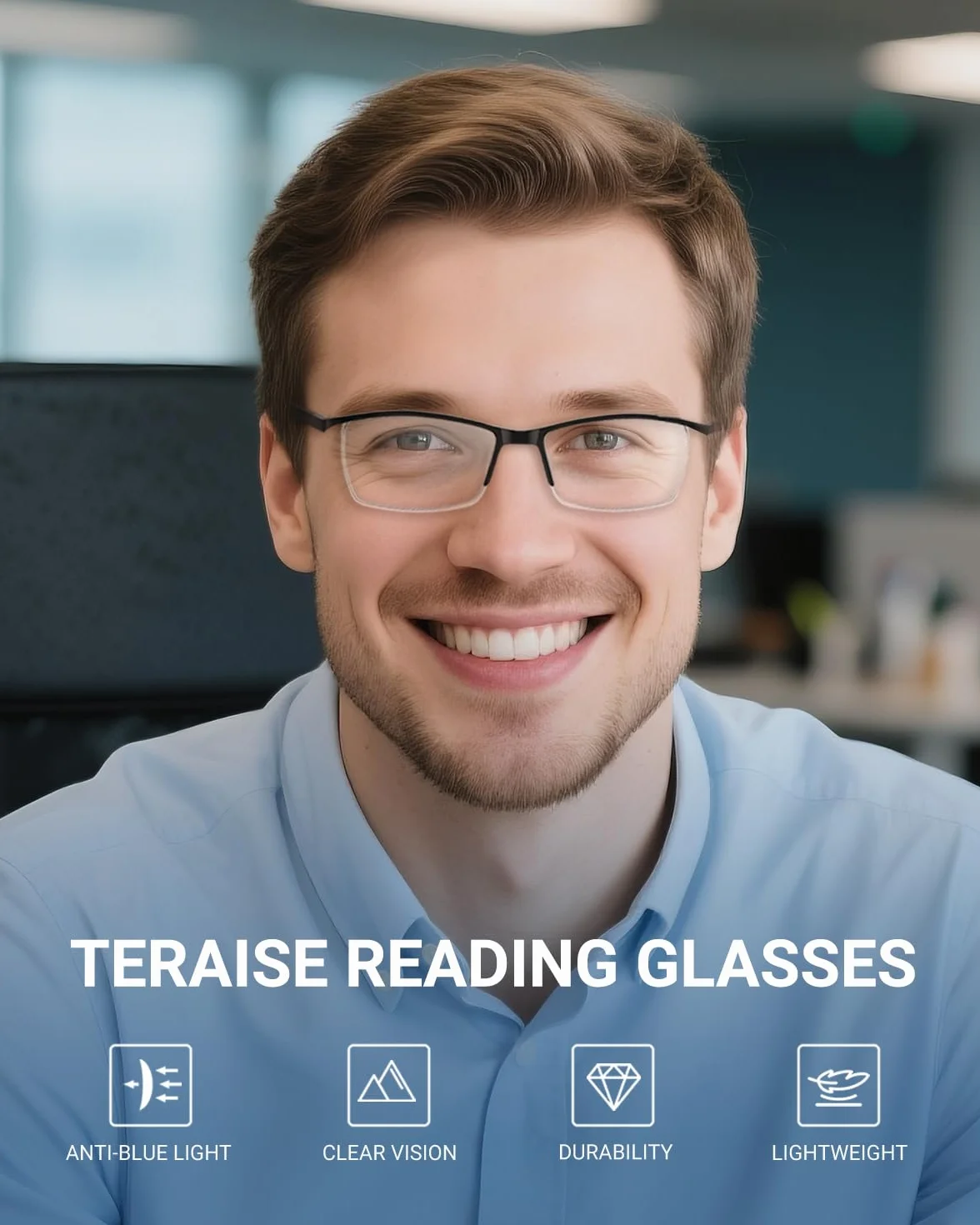 TERAISE Gafas de lectura anti luz azul ligeras para computadora teléfono con estuche