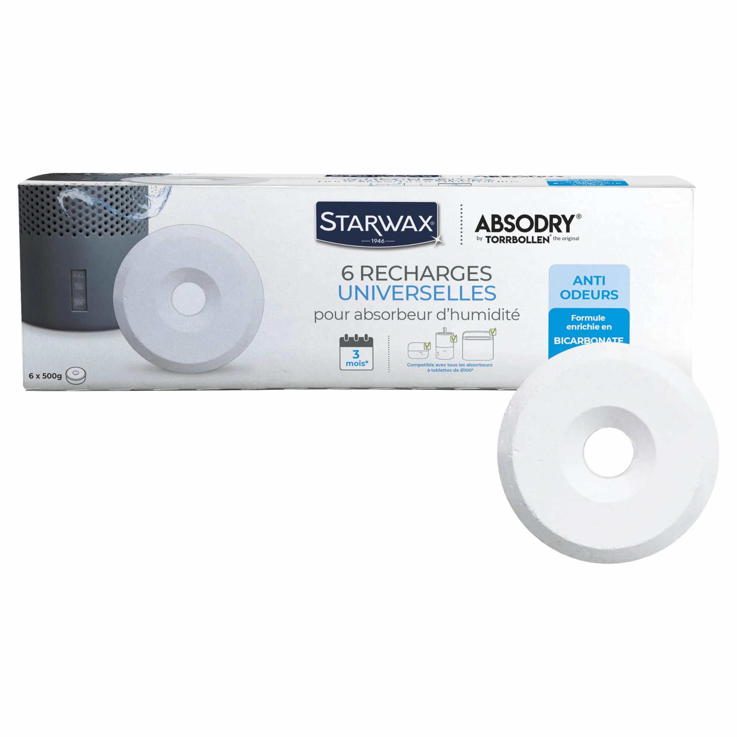 STARWAX Pastillas absorbentes de humedad x6 Antimoho 25m² 3 meses