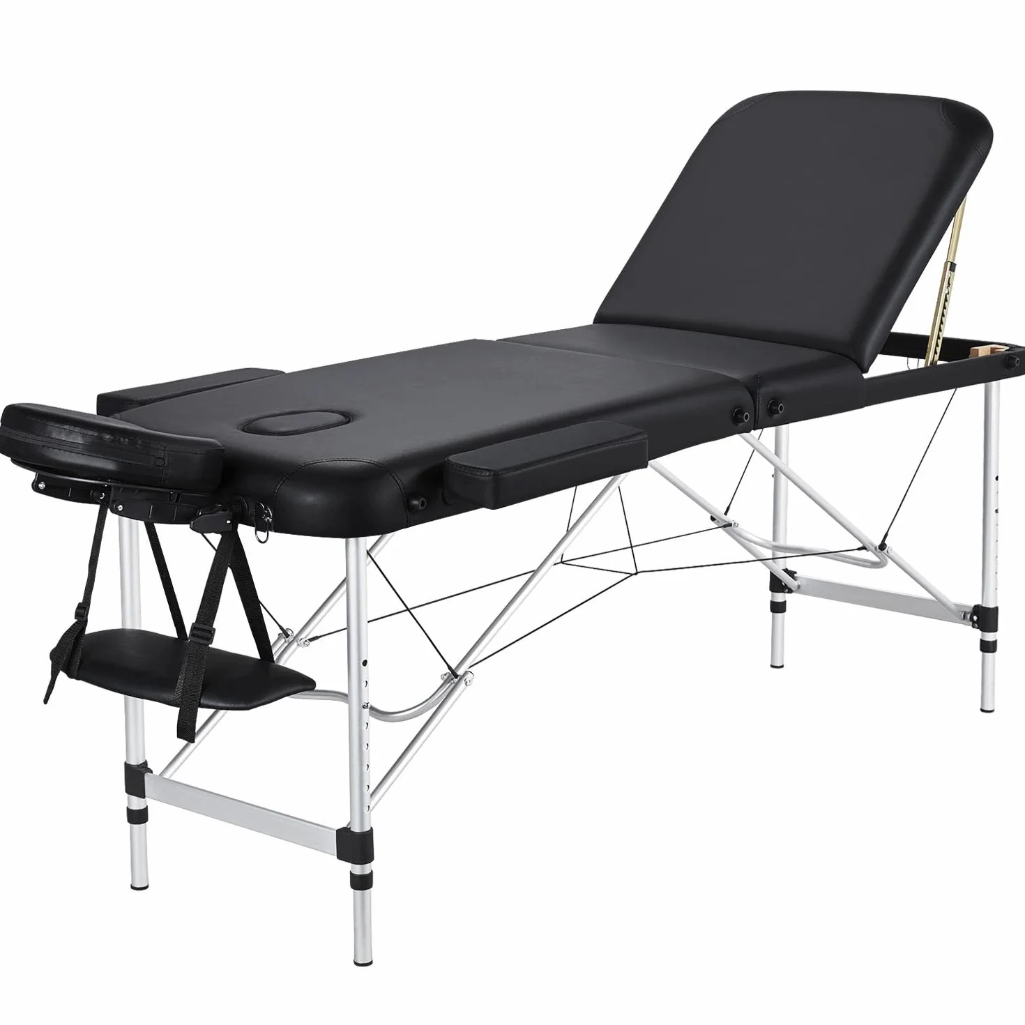 Yaheetech Camilla Masaje Plegable 3 Zonas 213x82x(67.5-89) cm Portátil Altura Ajustable Apoyacabezas Desmontables