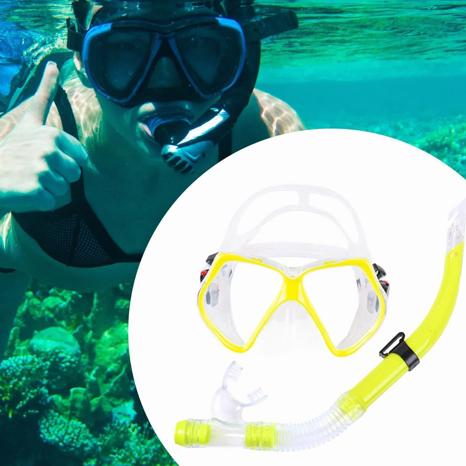 Set Snorkel para Niños Ajustable Antifugas Visión Panorámica | Gafas snorkel y equipo natación viaje Para Hombres, Mujeres, Jóvenes, Niños, Viajes al Aire Libre, Playa, Mar, Verano, y