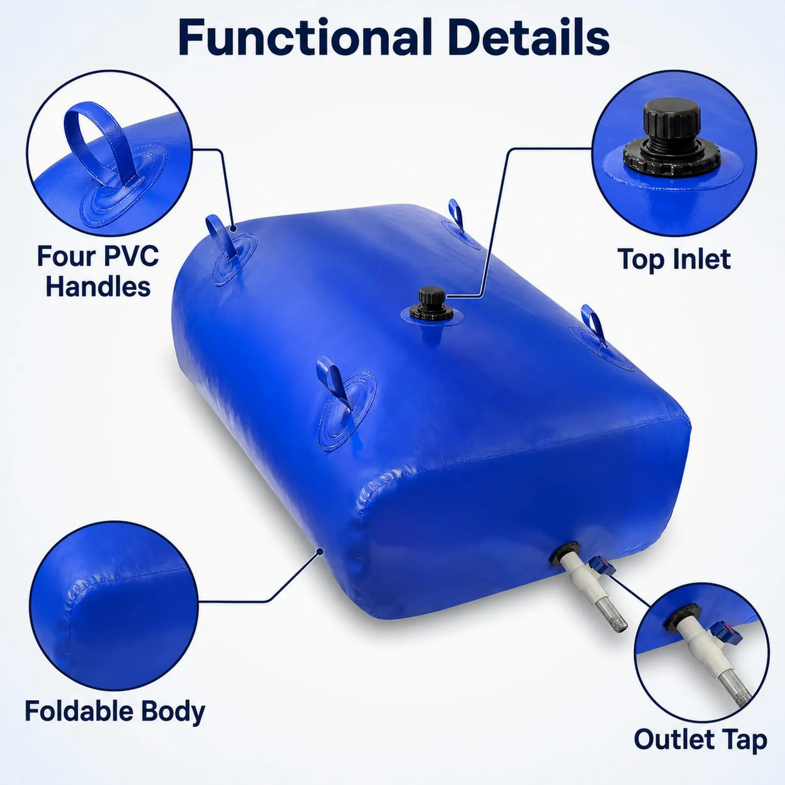 Vejiga De Agua Plegable,DepóSito De Agua Plegable con Grifo,Bolsa De Agua Plegable Engrosada,No Se Deforma FáCilmente,para Transporte De LíQuidos para JardíN