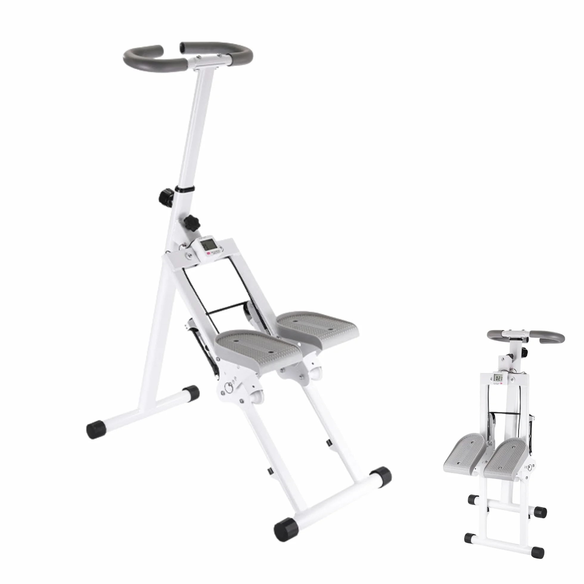 Máquina de Escalada Fitness Plegable con Pantalla LCD, Escalador Cardio para Casa con Resistencia Ajustable, Manillar y Pedales, Máquina de Ejercicio para Piernas, Glúteos, Brazos y Abdomen