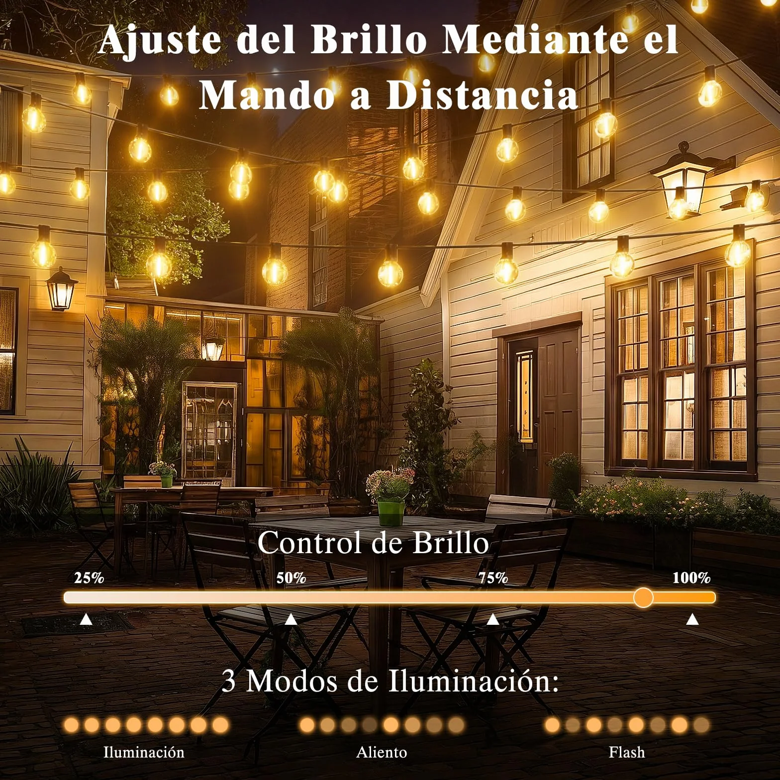 Guirnaldas Luces Exterior LED 20M G40 IP44 Impermeable Cadena de Luz Jardin