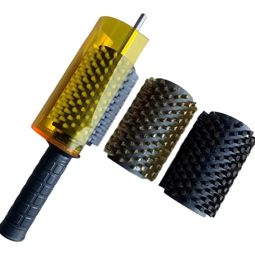 Kit De Cepillos De Cera para Snowboard con Cubierta De De Eje, Cepillo De Rodillo De Crin De Latón Y Nailon, Cera para Esquís, Juego De Cepillos para Esquí