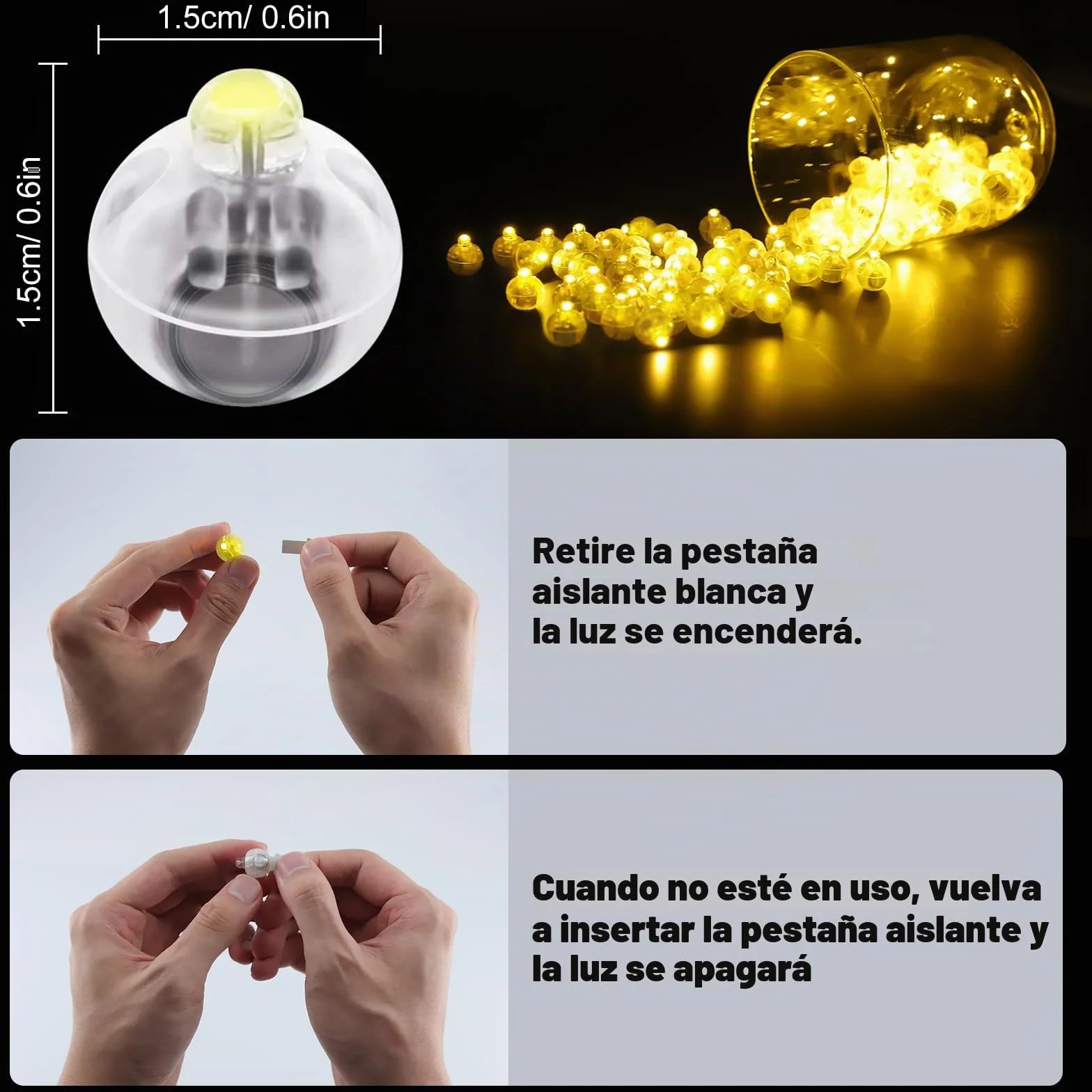 Mini Luces LED para Globos, 50 Piezas, Redondas, Navidad, Bodas, Cumpleaños, Halloween