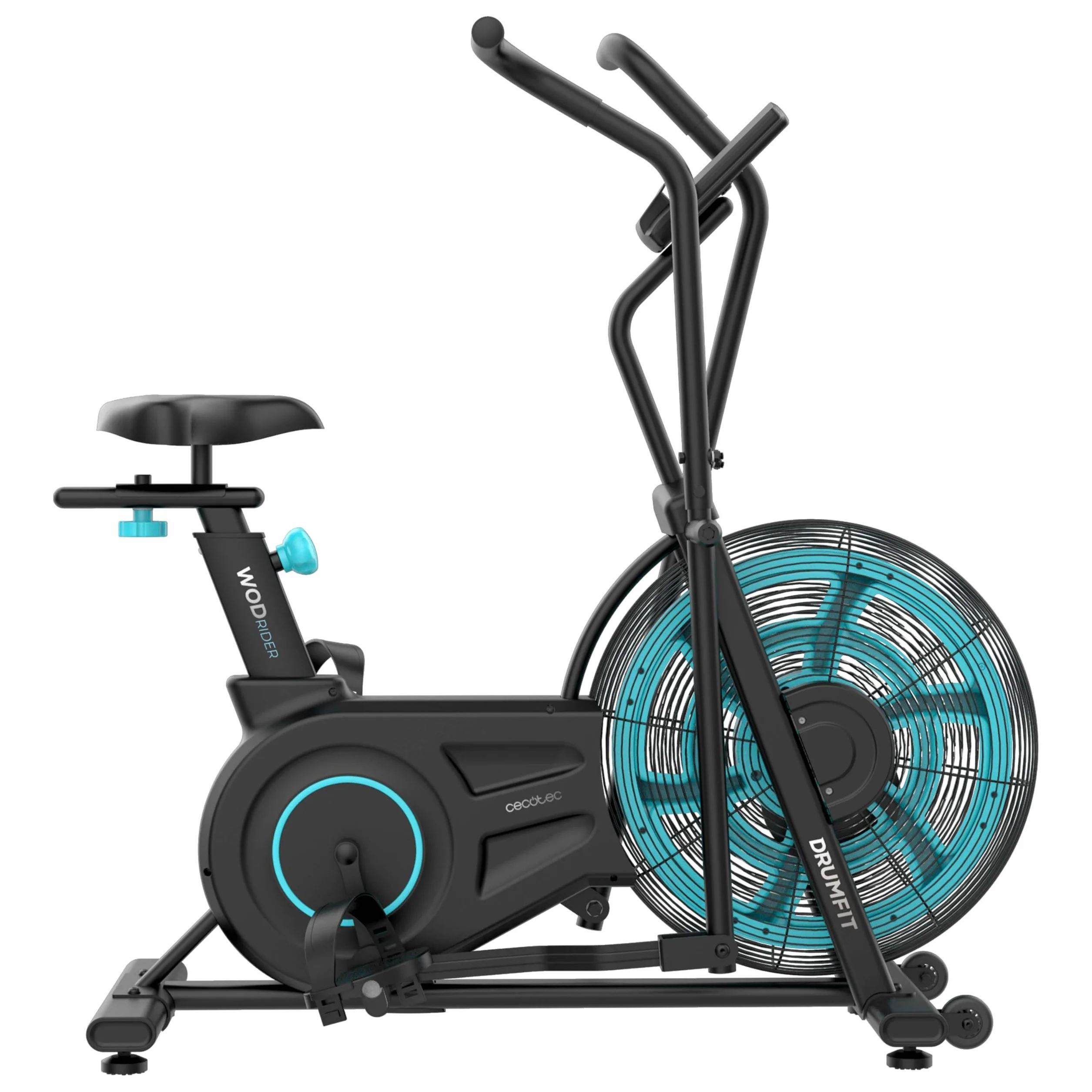 Cecotec Bicicleta de Aire Drumfit WOD Rider 2000 Eolo PRO. Ventilador 480mm, Resistencia Progresiva, Pantalla LCD Completa, Medidor de Pulso Integrado, Compatible APP Mambo, hasta 135kg
