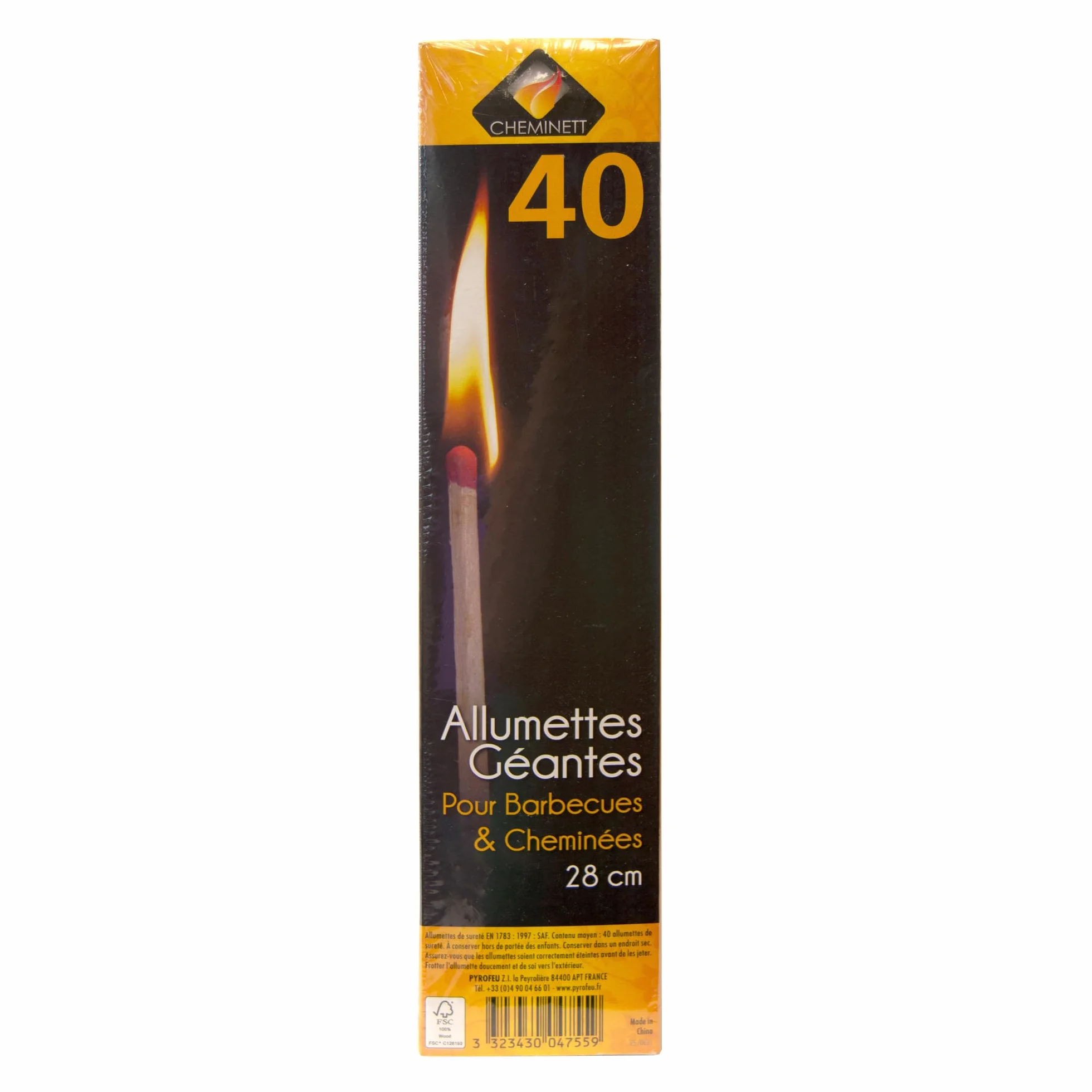 Pyro Feu 4755-48 Fosforos Extra-Largos 28cm Caja 40 Uds Madera