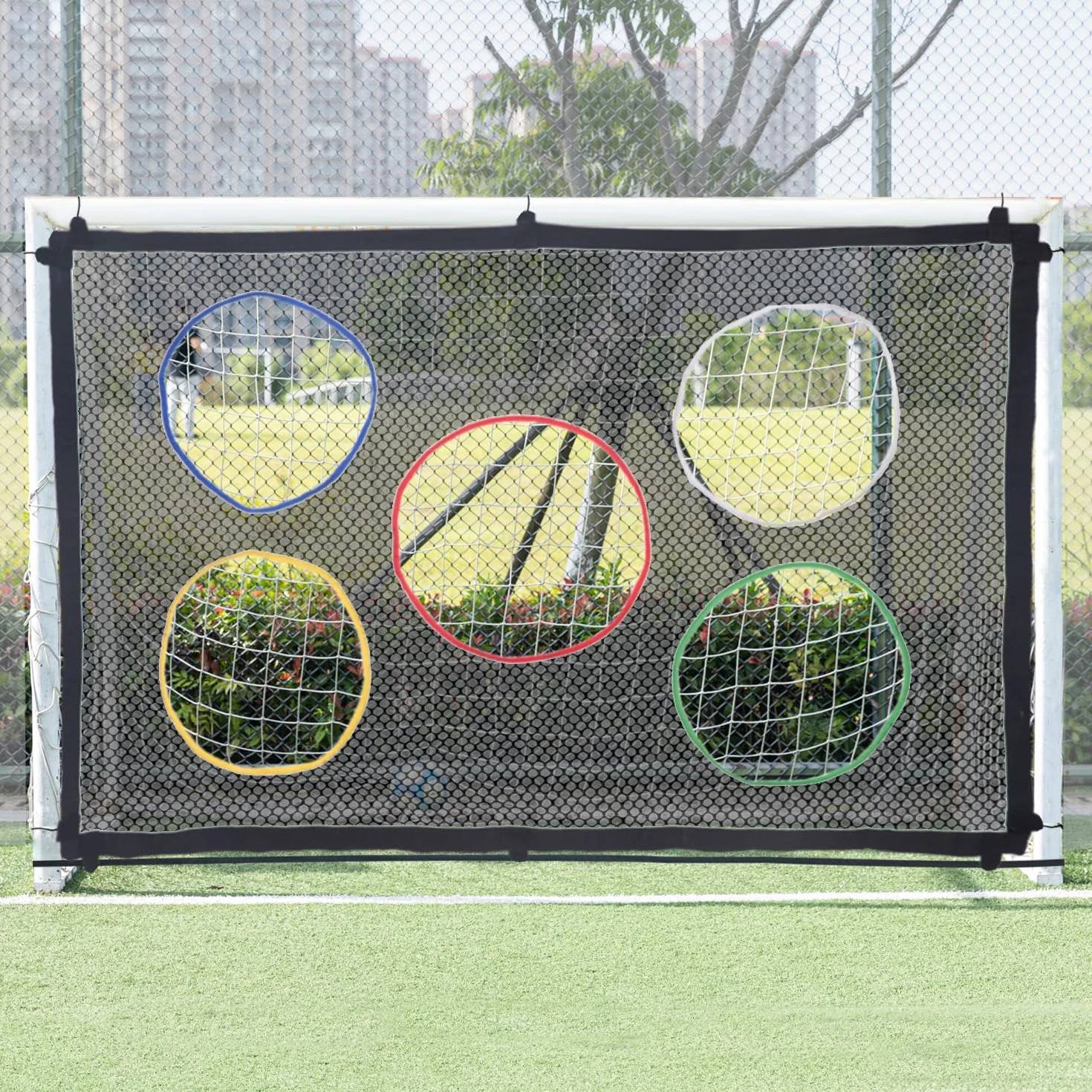 Portería de fútbol con red de entrenamiento, 5 zonas de puntuación