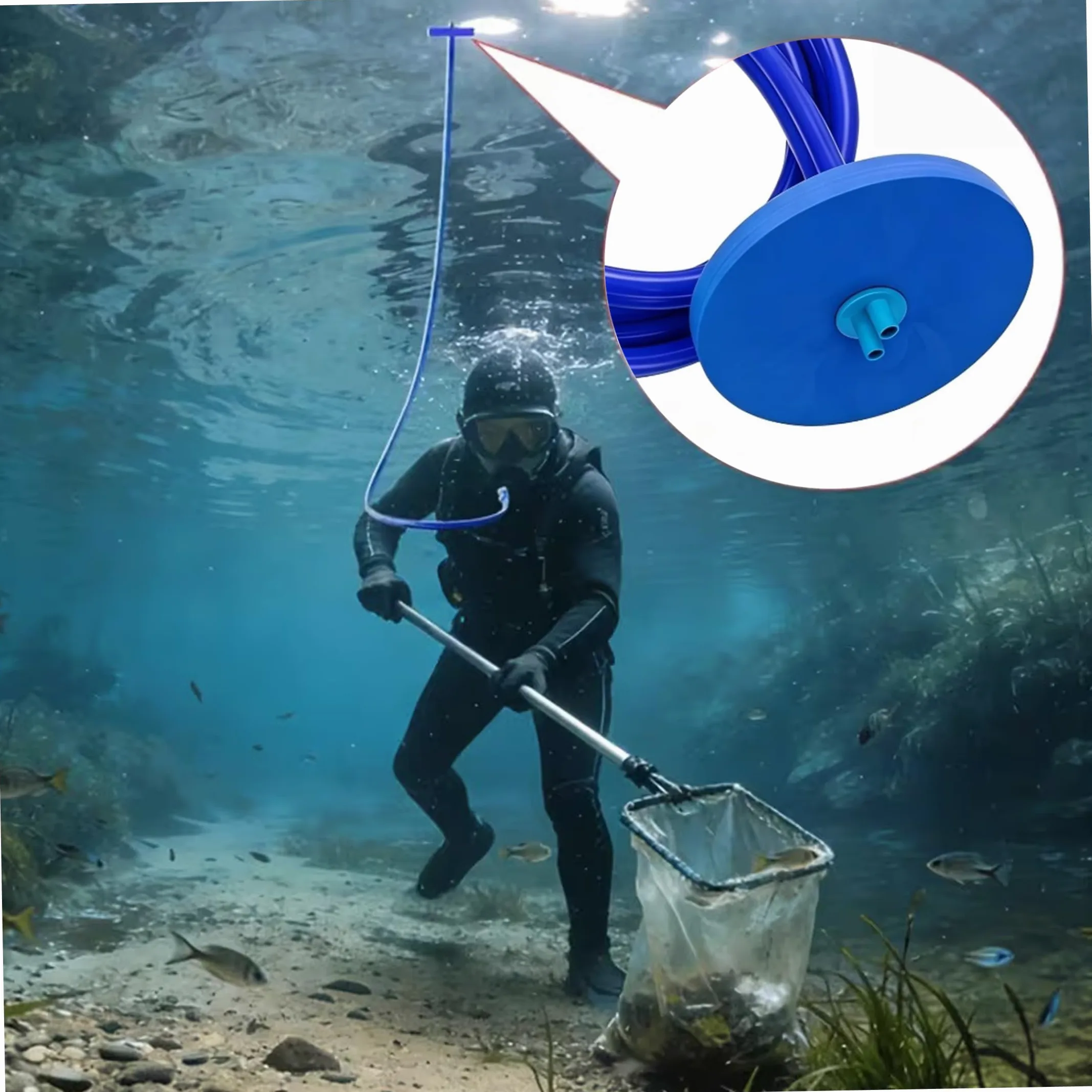 Dispositivo de respiración subacuática de 2 Piezas, Tubo Largo de Snorkel con diseño de Doble Tubo seco, Azul, 9, 84 pies