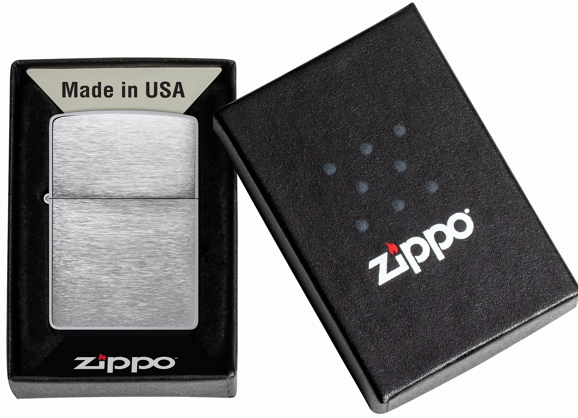 Zippo Encendedor a Prueba de Viento - Cromo Cepillado Recargable Reutilizable Caja de Regalo Hecho en EEUU
