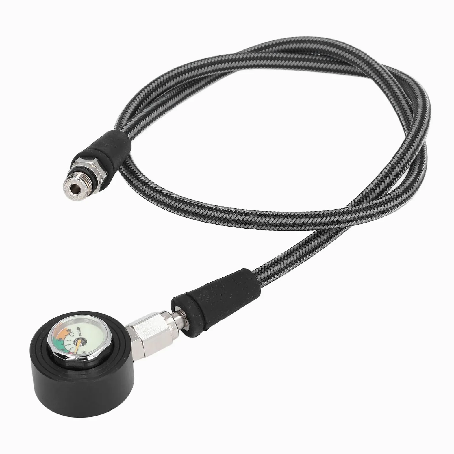 aqxreight Manómetro de Buceo, Instrumento Sumergible Profesional con Rotación de 360 ​​Grados y Pantalla Luminosa, Manguera de Fibra de Carbono y Construcción de Aleación de Aluminio, Compatible con