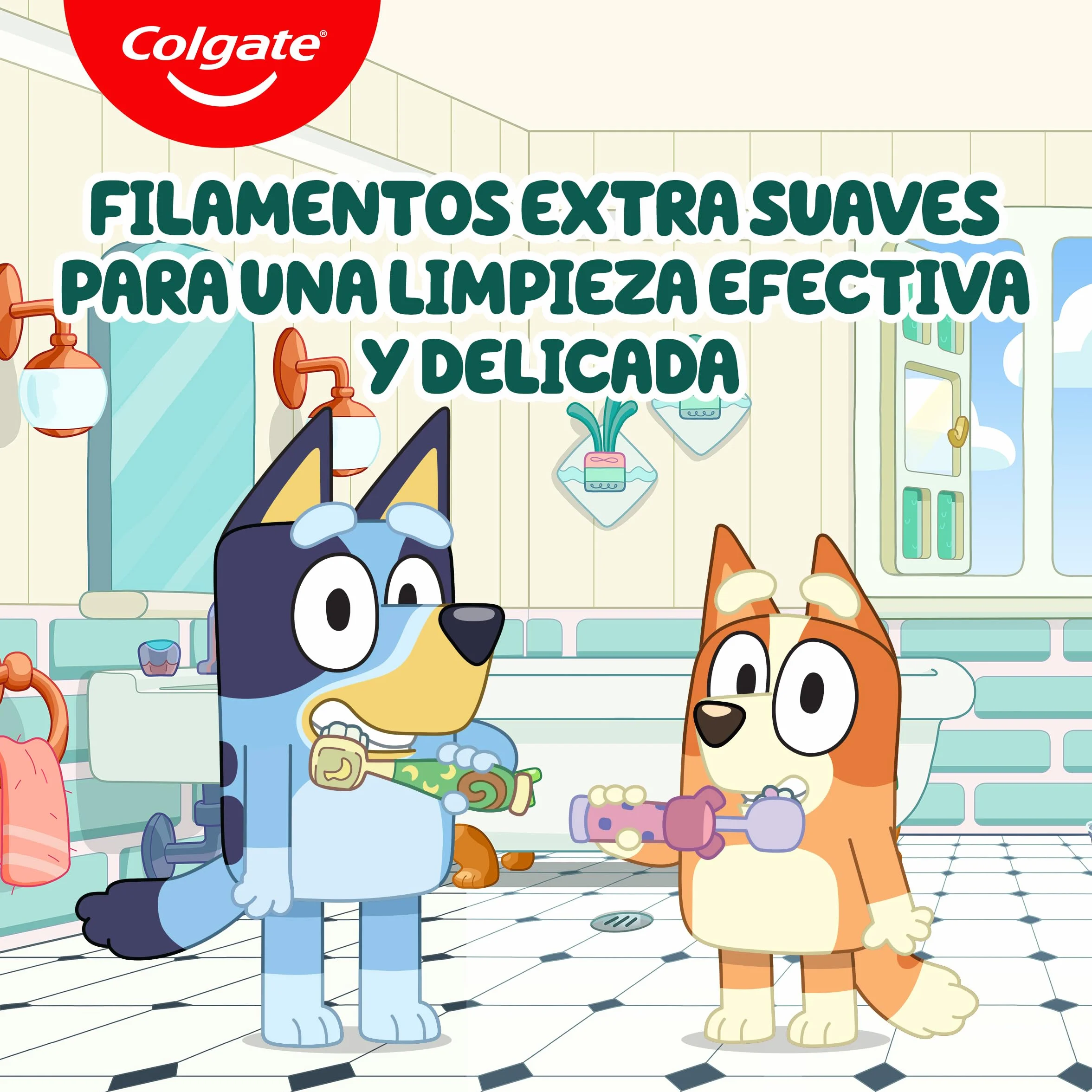 Colgate Cepillos de dientes Kids Bluey 2-5 años Pack 12 x 2, cabezal pequeño, filamentos extra suaves