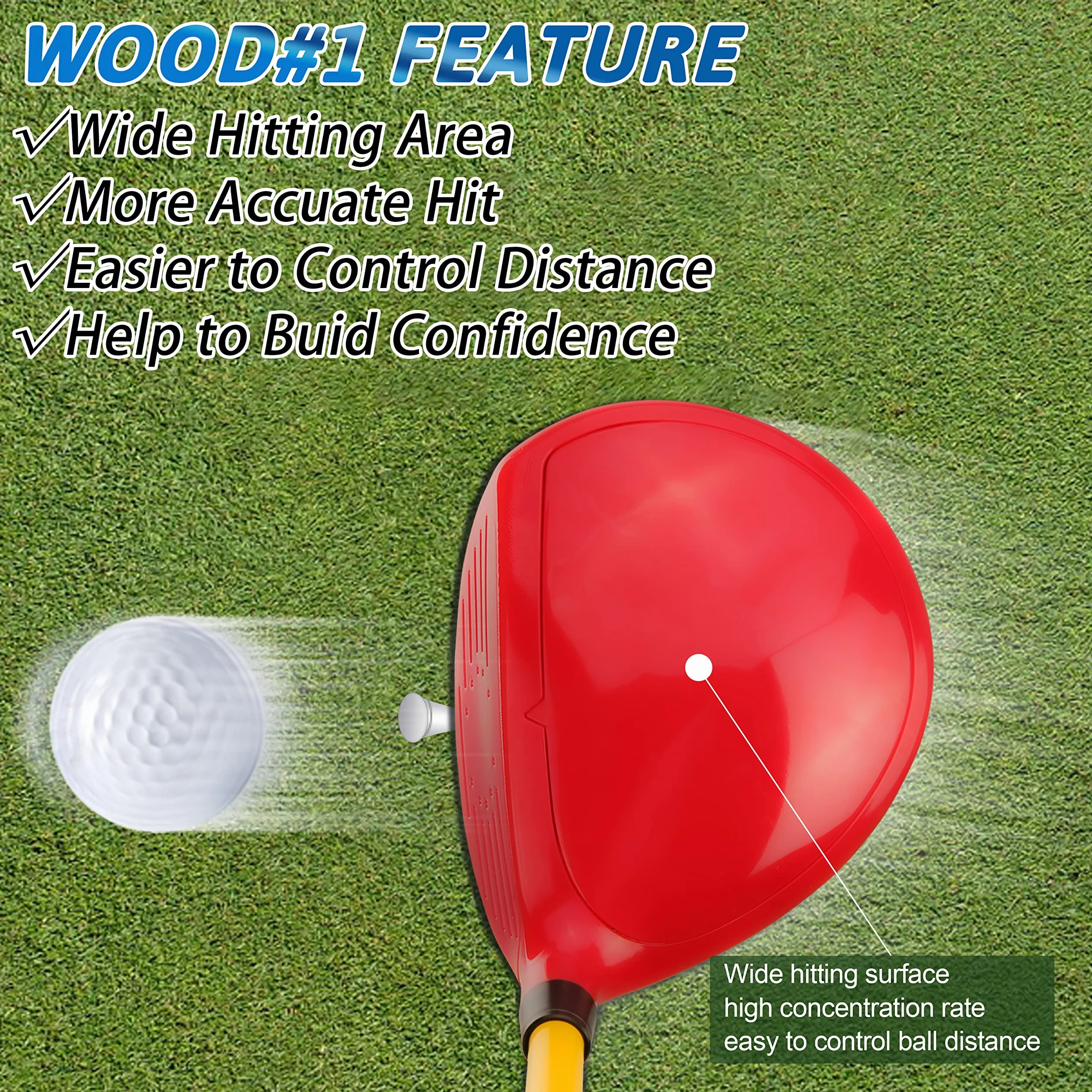 PGM Juego de palos de golf para niños 3 piezas madera hierro putter entrenamiento