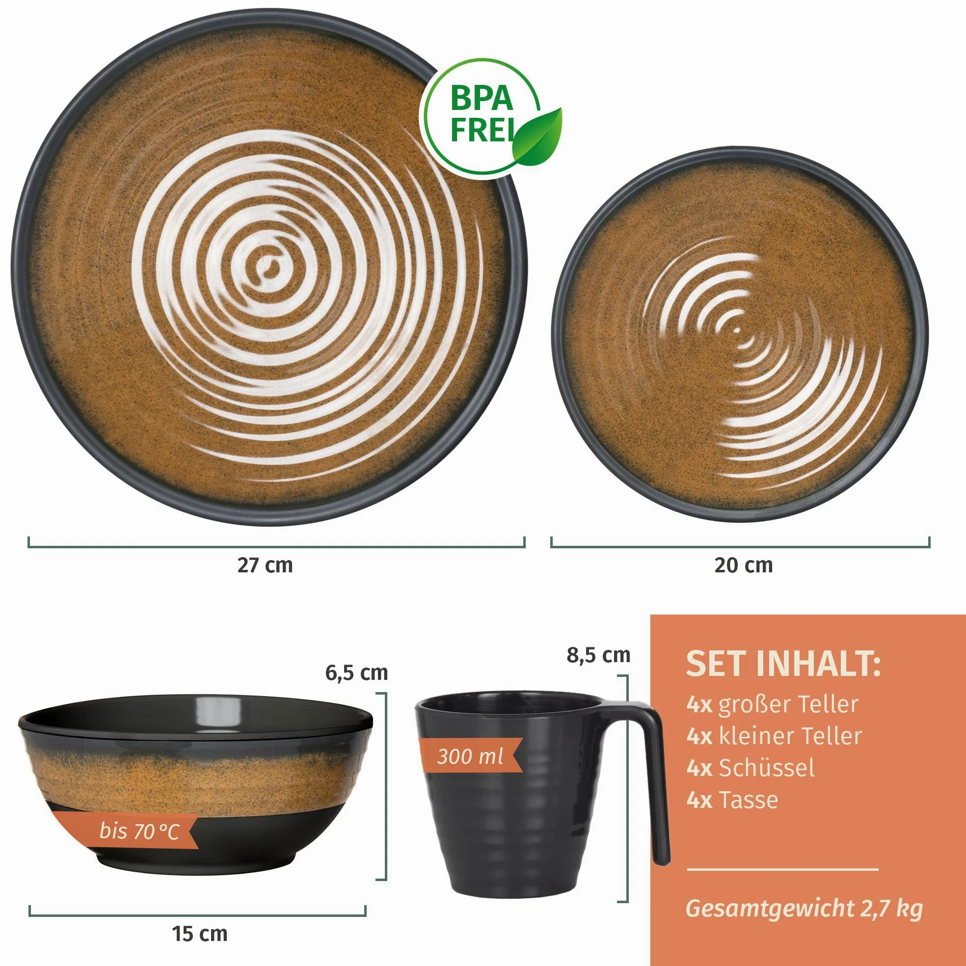 Juego de vajilla de melamina para camping, 4 personas, curry de piedra, 4 tazas de café de piedra, vajilla, pícnic, barbacoa