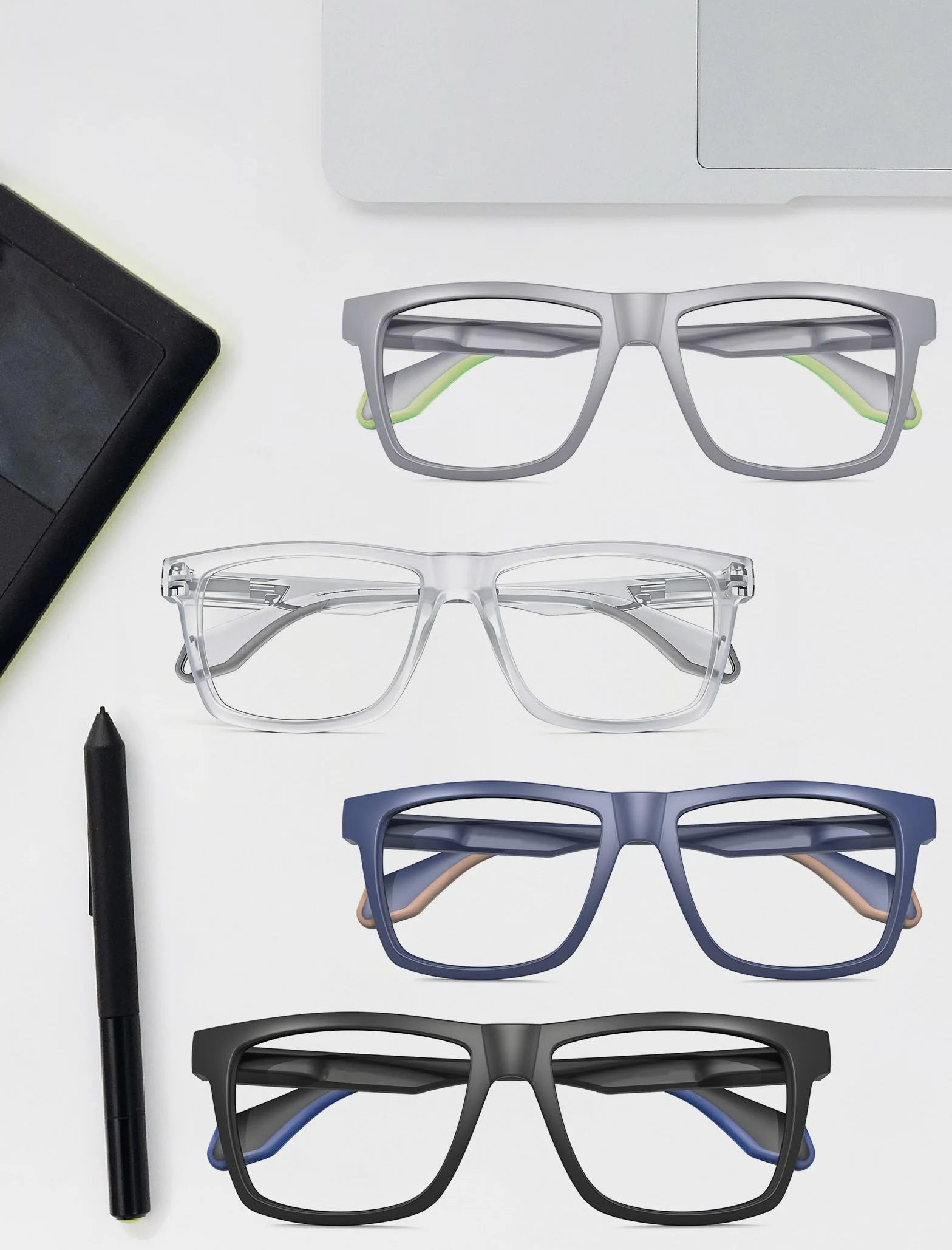 MODFANS Varillas de Goma 4 Gafas de Lectura Anti Luz Azul Lente Clara Colores Mezclados