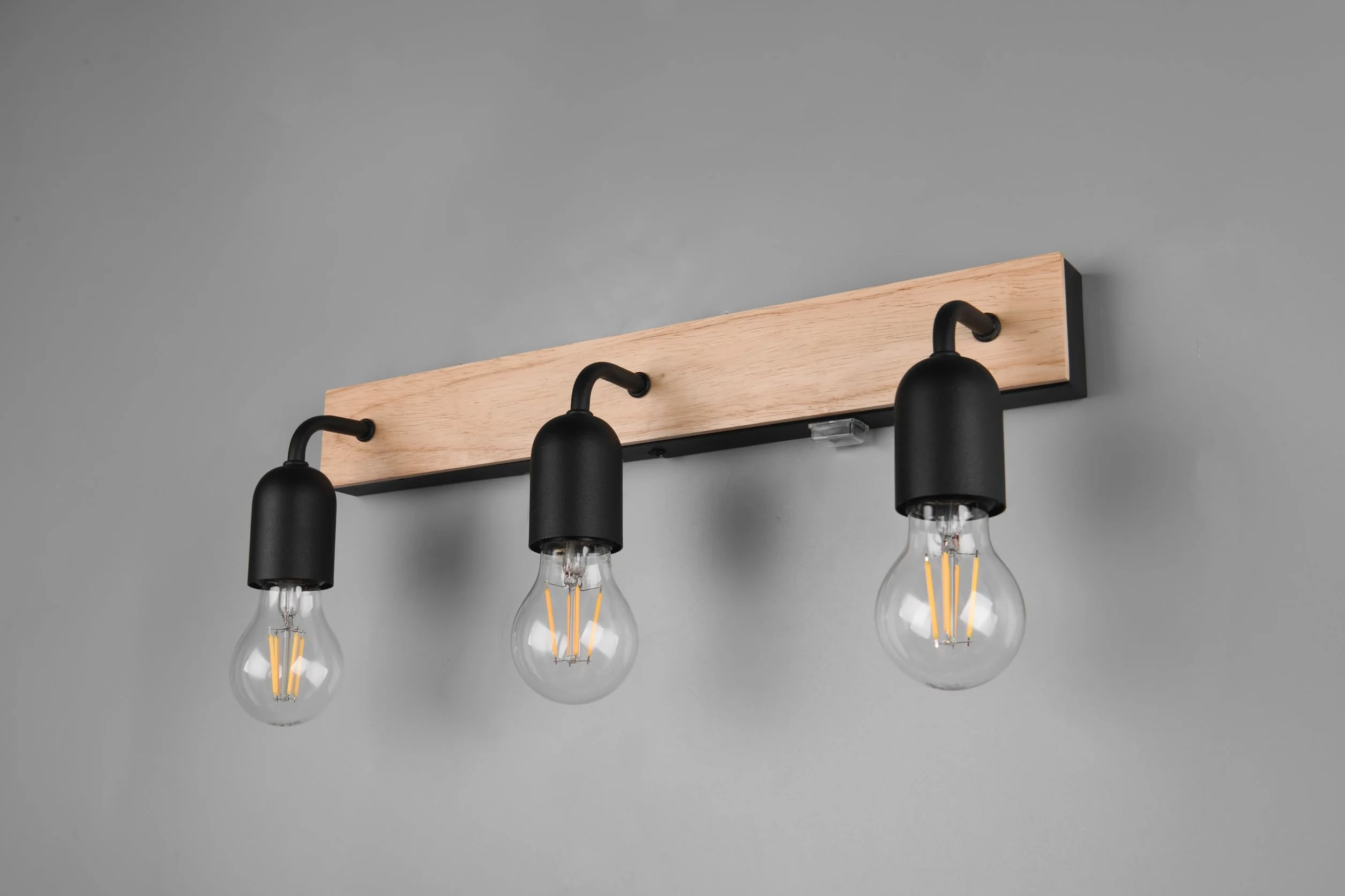 Trio Leuchten Aplique de baño ARTURO 284470332 metal negro mate madera natural E27