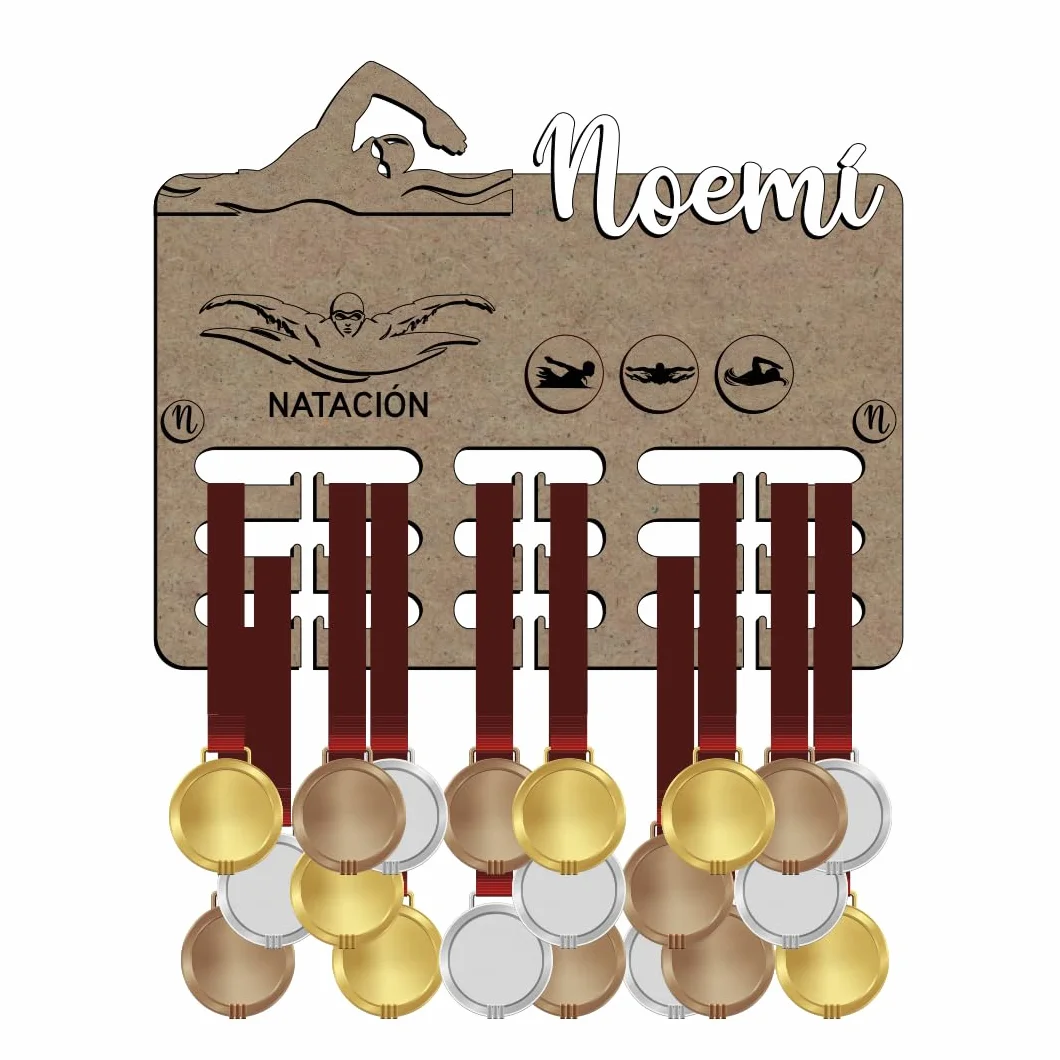 Colgador de Medallas de Madera Personalizado con Nombre, Soporte Organizador para Deportes