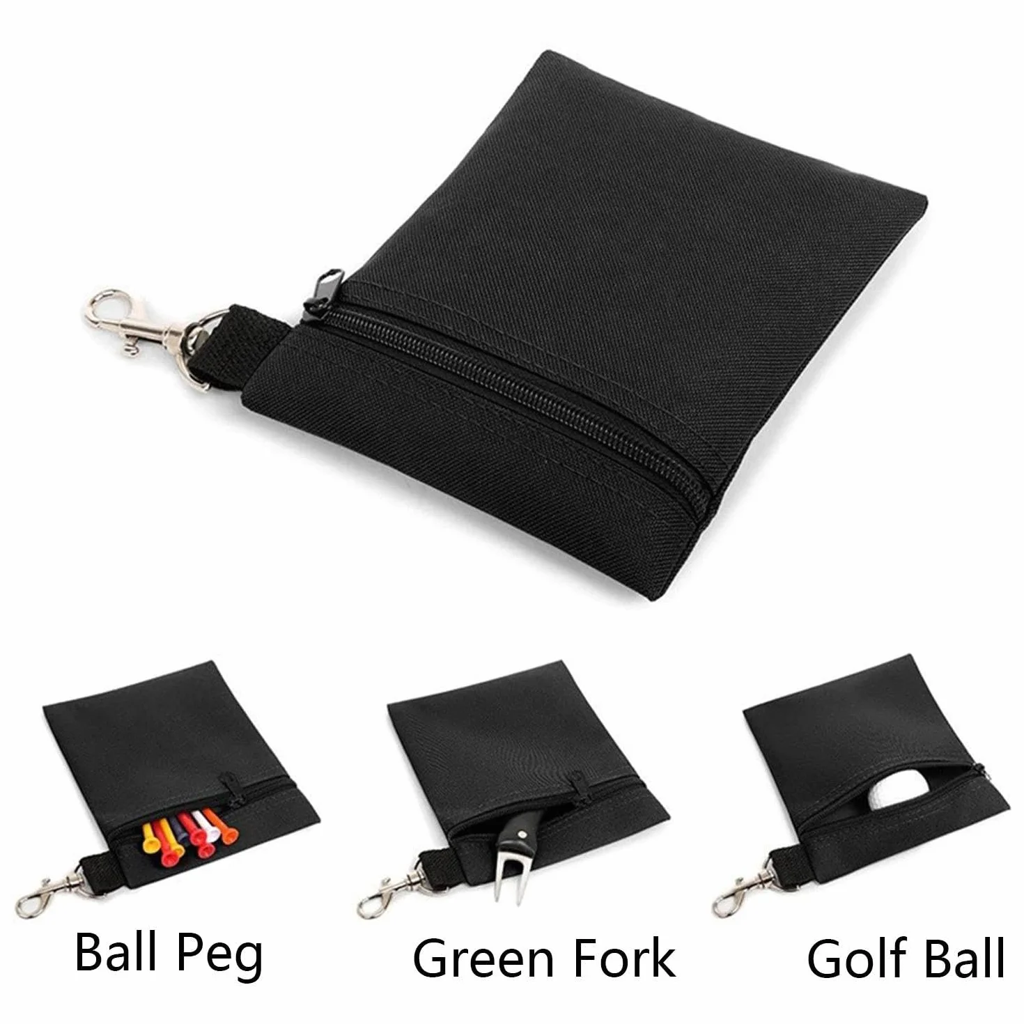 1Unidad Bolsa de Golf con Cremallera y Mosquetón de Metal - Organizador de Tees y Bolas Compacto - Accesorio Duradero para Hombres y Mujeres