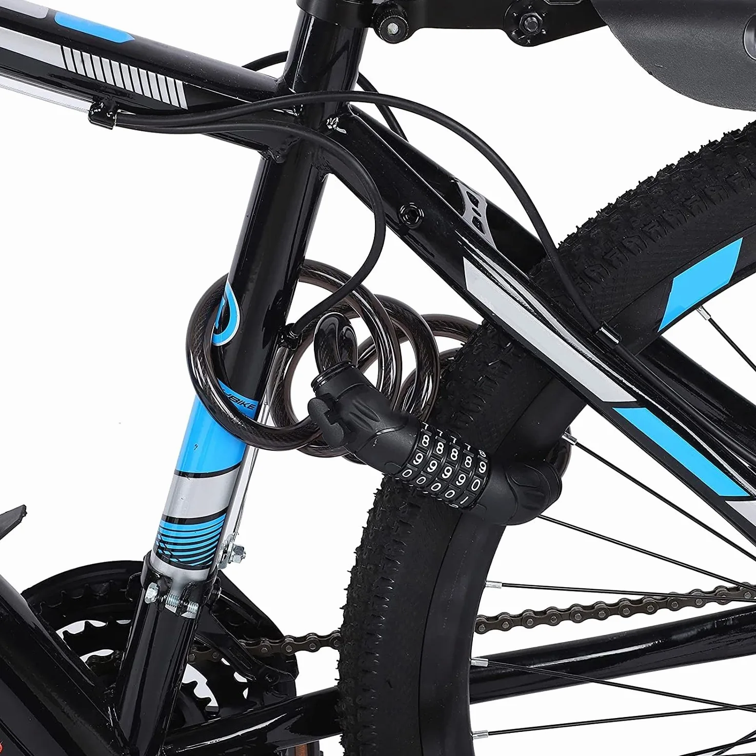 Candado de combinación para Bicicleta, con contraseña de 5 dígitos, candado de Cable de Seguridad de Acero con Soporte de Montaje, candado de combinación portátil, candado antirrob