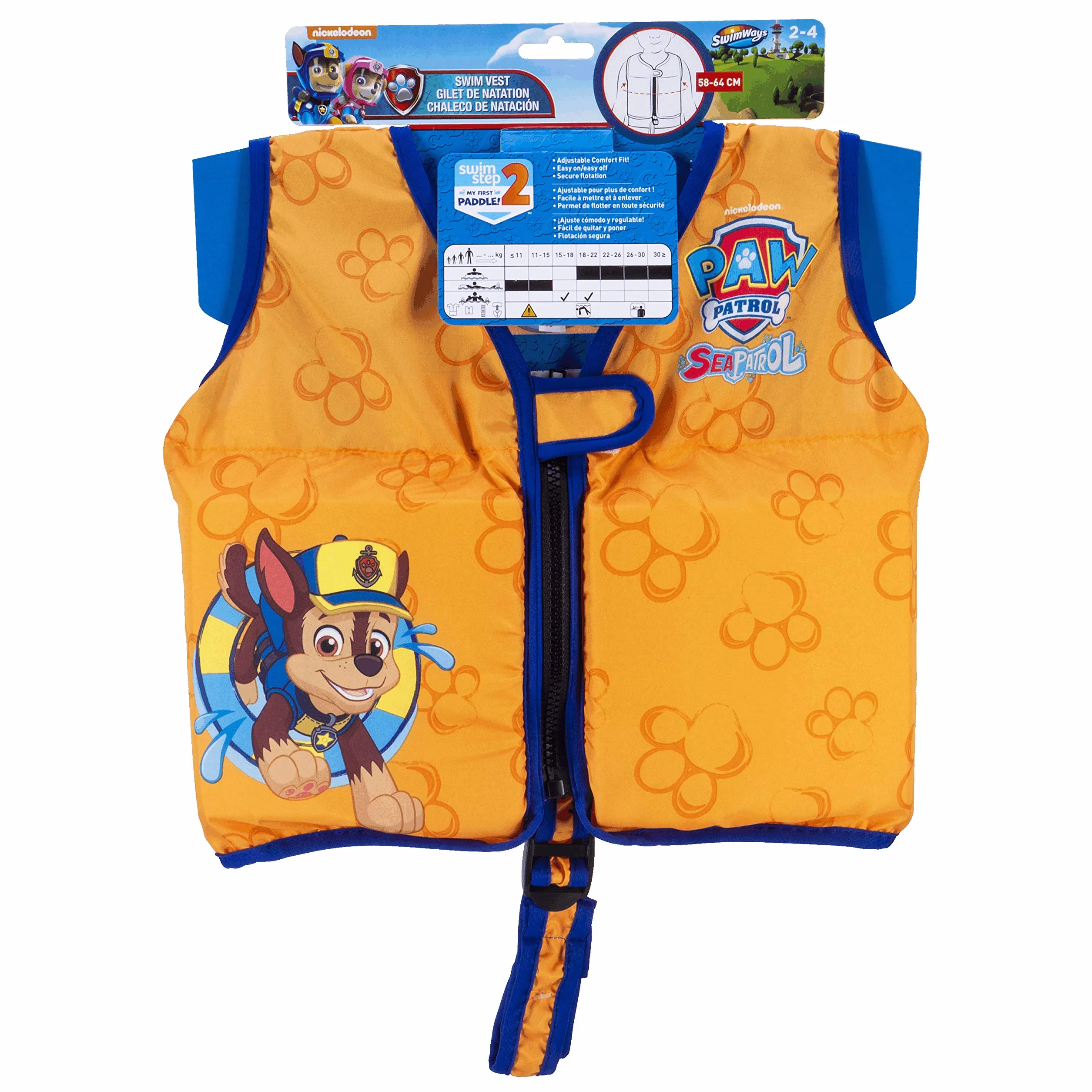 SwimWays PAW Patrol Swim Vest Colores surtidos Chaleco de natación - Material de entrenamiento para natación (Colores surtidos, Chaleco de natación, Niño, 2 año(s), 4 año(s), Velcro, Cremallera)