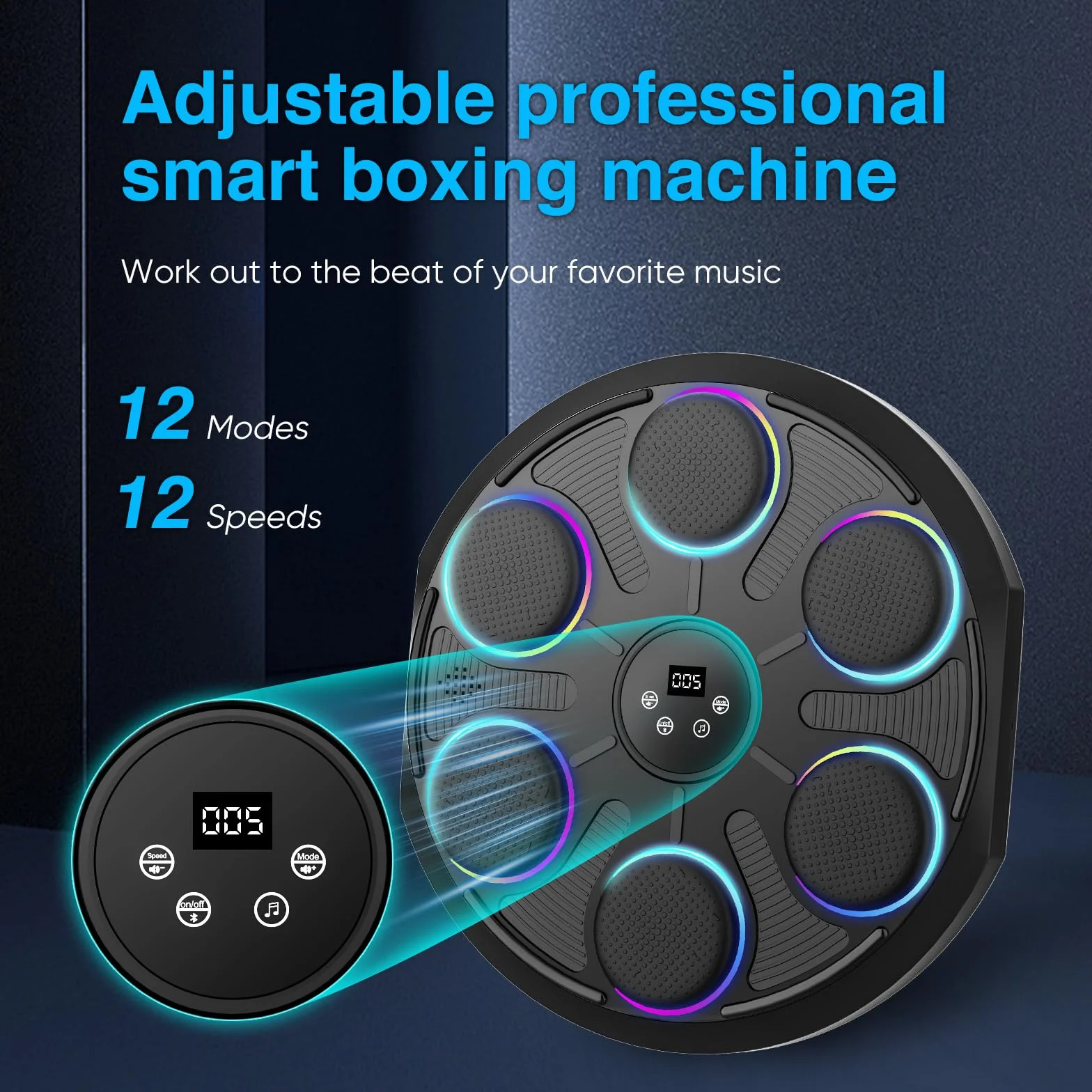 Máquina De Boxeo Musical LED Inteligente Bluetooth Con Guantes, 9 Ajustes De Velocidad Y Modo De Conteo Para Adultos Y Niños