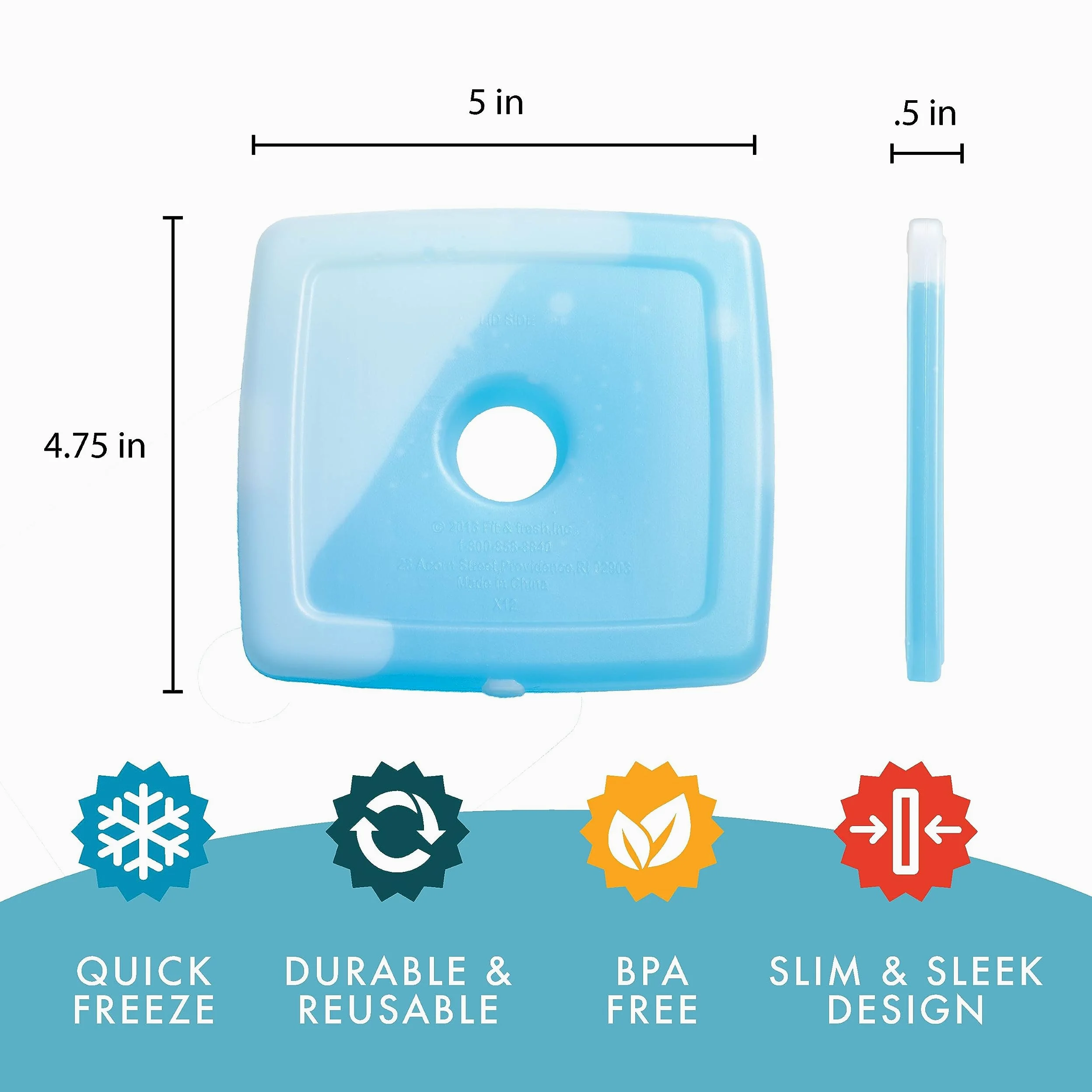Cool Coolers by Fit + - Paquetes de hielo delgados frescos, reutilizables y de larga duración, paquetes fríos para loncheras, bolsas de hielo para bolsas de almuerzo